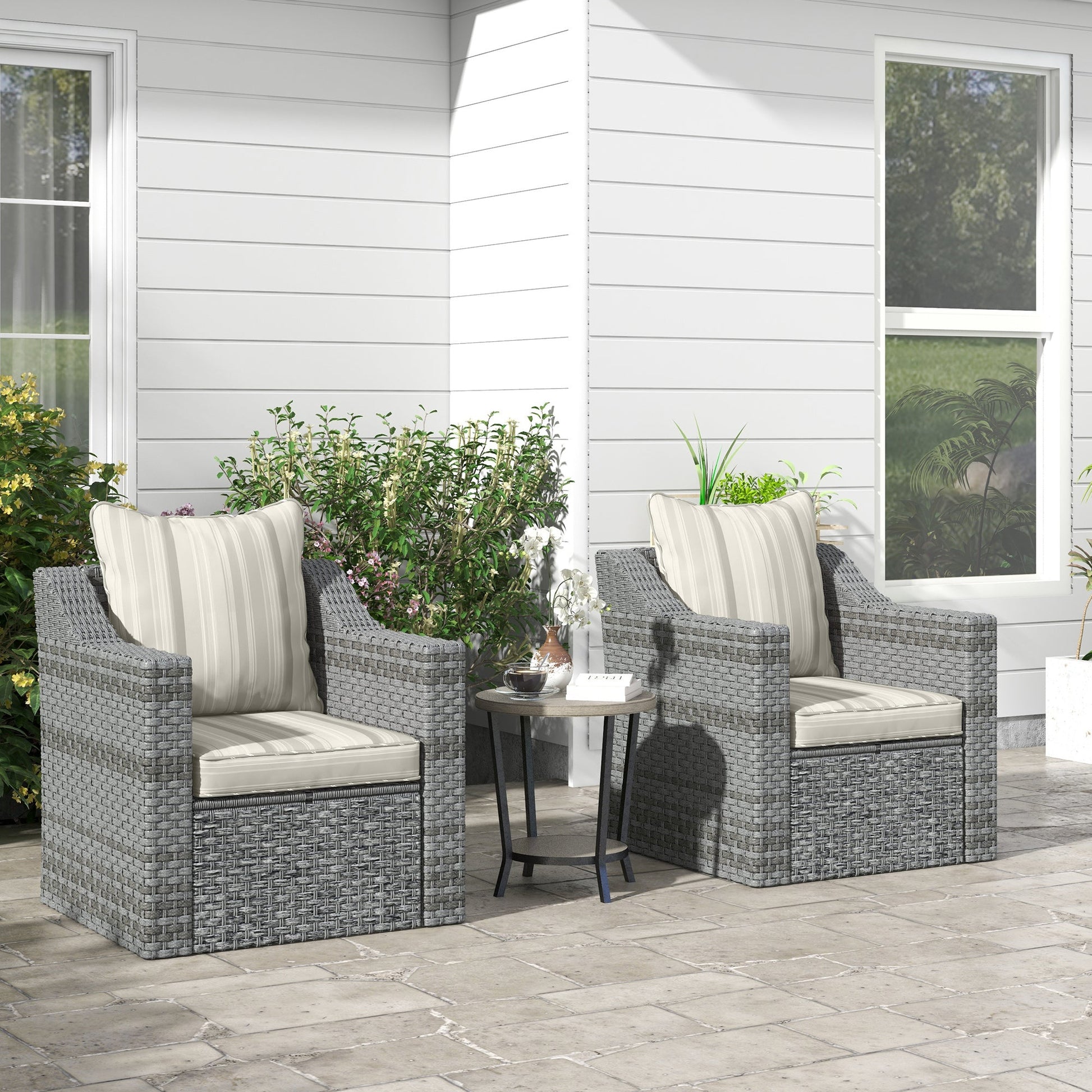 4-Piece Patio Chair Cushions Pillows, Back and Seat Replacement Patio Cushions Set for Indoor Outdoor Garden Furniture, Grey