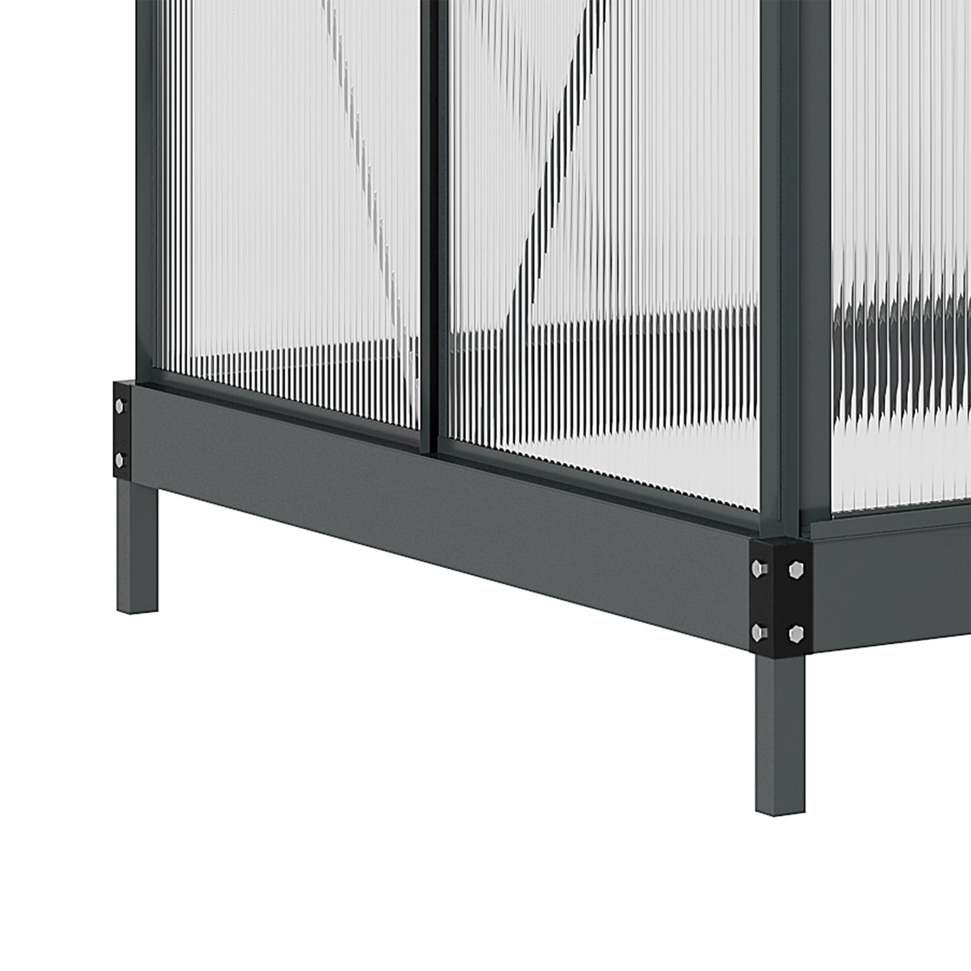 6' x 4' x 6.6' Polycarbonate Greenhouse, Walk-In Green House Kit Garden, Plants Grow, Galvanized Sheet Aluminum Frame with Rain Gutter, Vent and Sliding Door, Grey