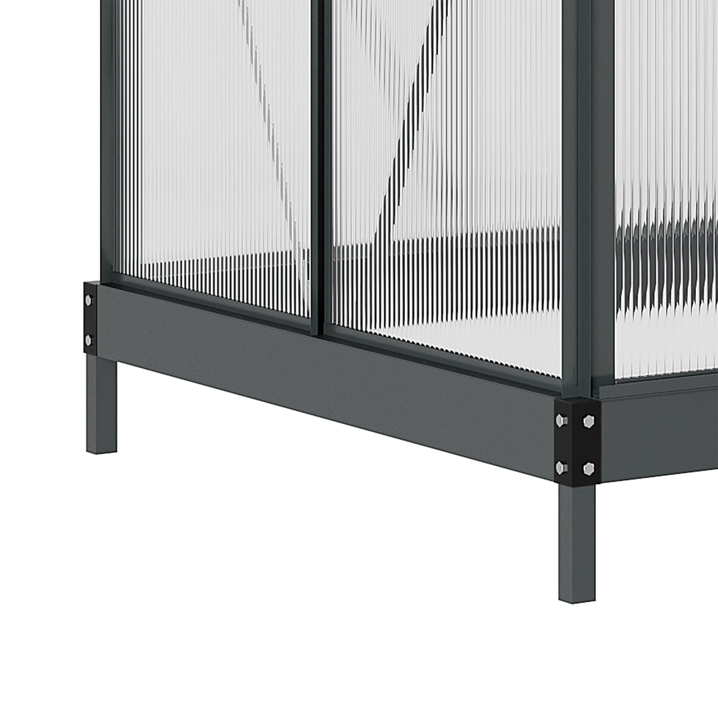 6' x 4' x 6.6' Polycarbonate Greenhouse, Walk-In Green House Kit Garden, Plants Grow, Galvanized Sheet Aluminum Frame with Rain Gutter, Vent and Sliding Door, Grey