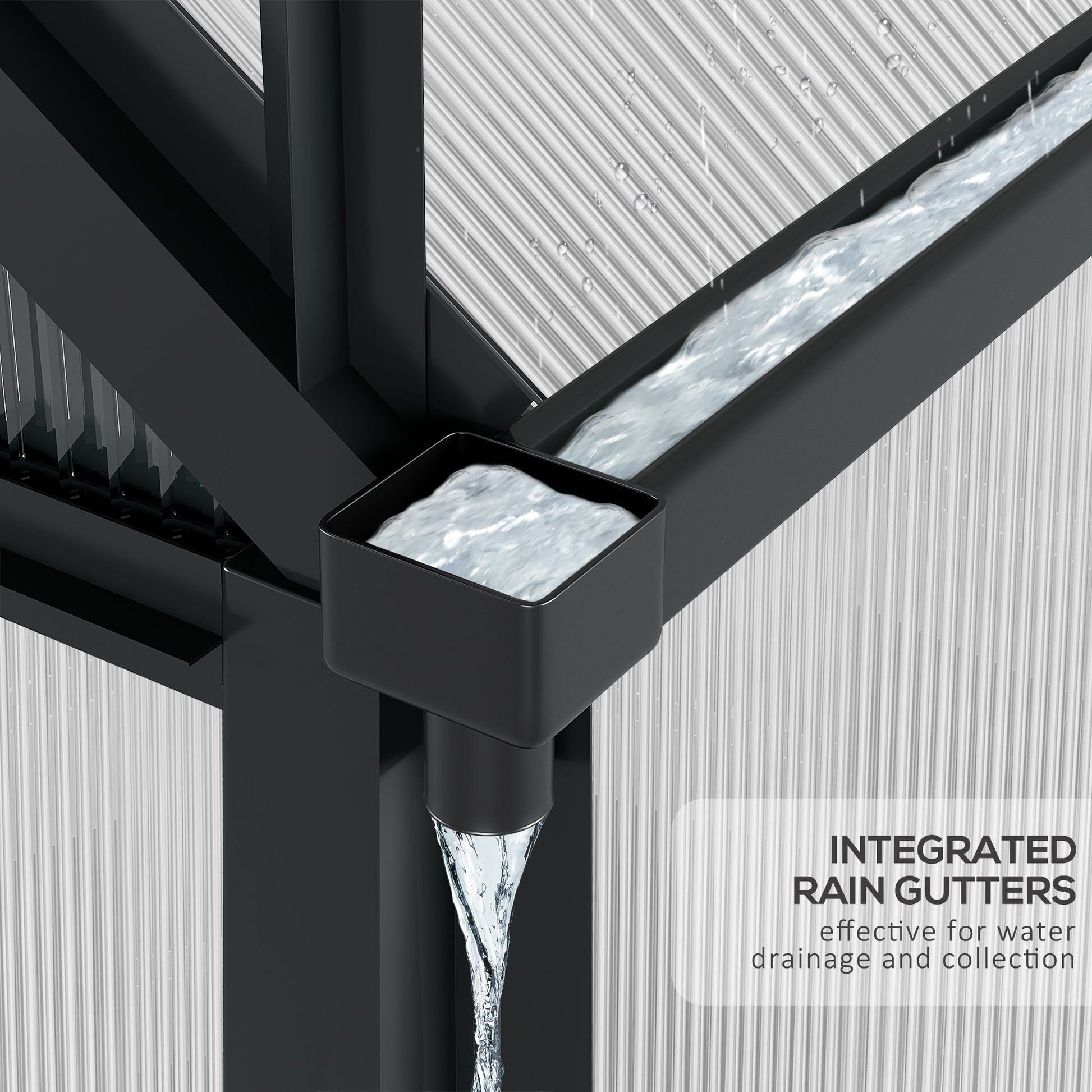 6' x 4' x 6.6' Polycarbonate Greenhouse, Walk-In Green House Kit Garden, Plants Grow, Galvanized Sheet Aluminum Frame with Rain Gutter, Vent and Sliding Door, Grey
