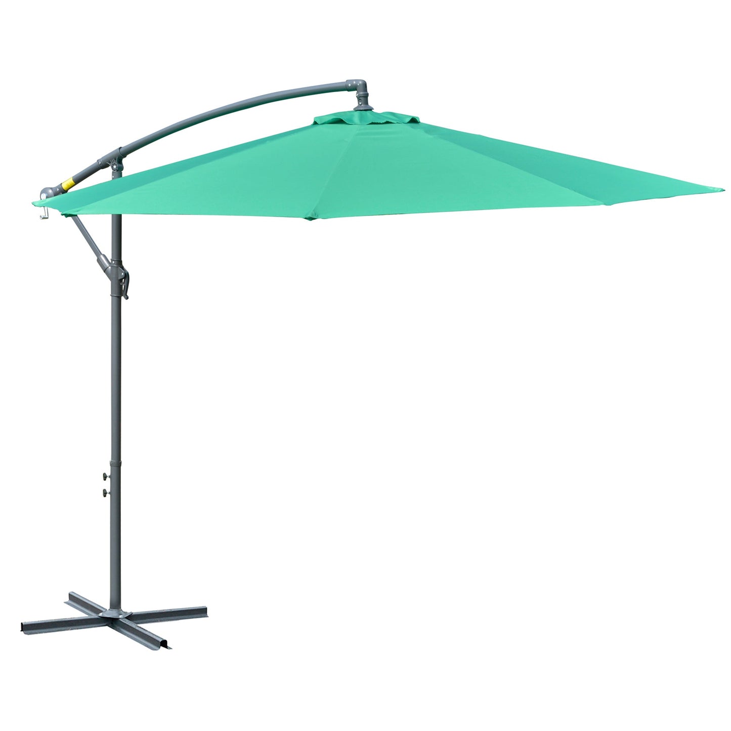 10ft Offset Patio Umbrella with Base, Garden Hanging Parasol with Crank, Banana Cantilever Umbrella Sun Shade, Green