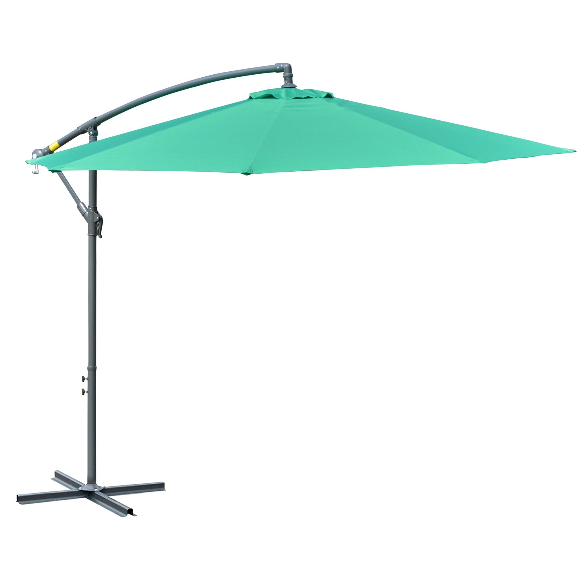 10ft Offset Patio Umbrella with Base, Garden Hanging Parasol with Crank, Banana Cantilever Umbrella Sun Shade, Green