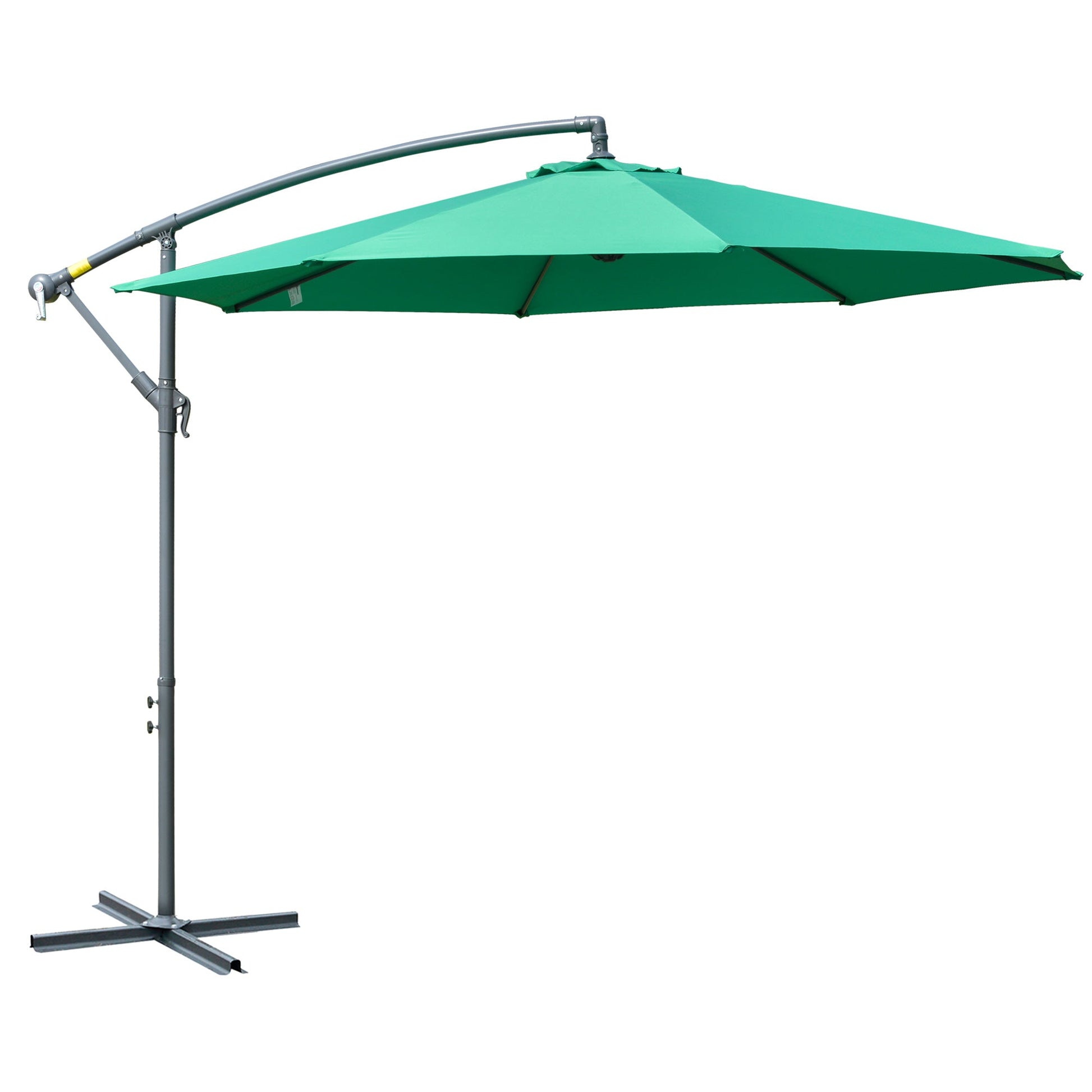 10ft Offset Patio Umbrella with Base, Garden Hanging Parasol with Crank, Banana Cantilever Umbrella Sun Shade, Green