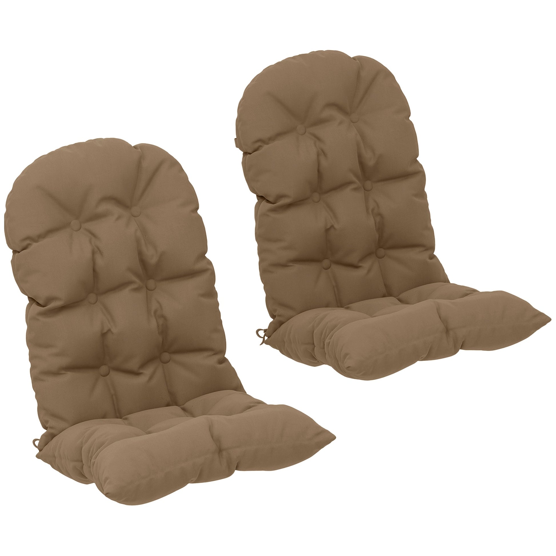 Adirondack Chair Cushions Set of 2, Tufted Lawn Chair Cushions, High Back Patio Chair Cushions with Ties, Non-Slip Muskoka Chair Cushions, Khaki
