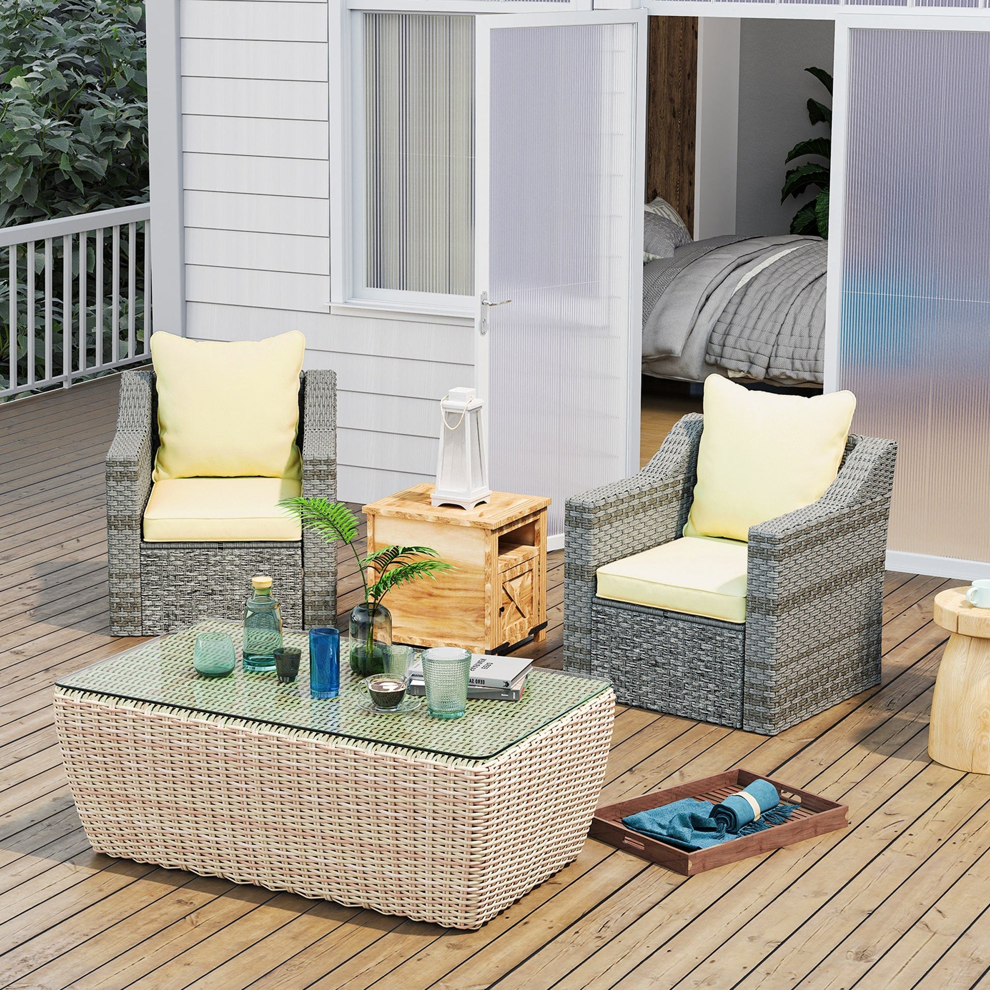 4-Piece Patio Chair Cushions Pillows, Back and Seat Replacement Patio Cushions Set for Indoor Outdoor Garden Furniture, Beige