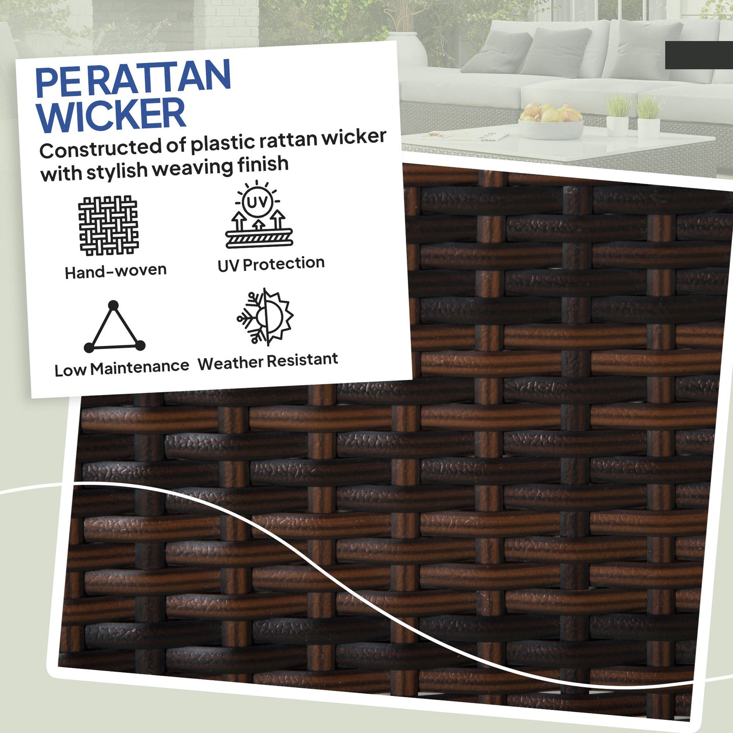Wicker Outdoor Ottoman, 2 Pieces Outdoor Ottomans and Footstools with Removable Cushion, PE Rattan Outdoor Footstool, Footrest, Side Table for Backyard, Porch, Navy Blue