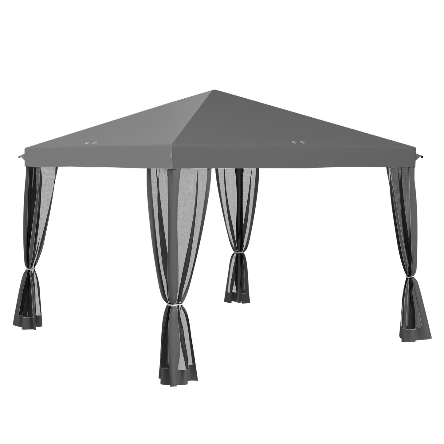 10' x 10' Pop Up Canopy Tent Gazebo, Foldable Canopy Tent with Zipper Mesh Sidewalls and Carry Bag, Easy Setup Screen Shelter for Backyard Patio Outdoor, Light Grey