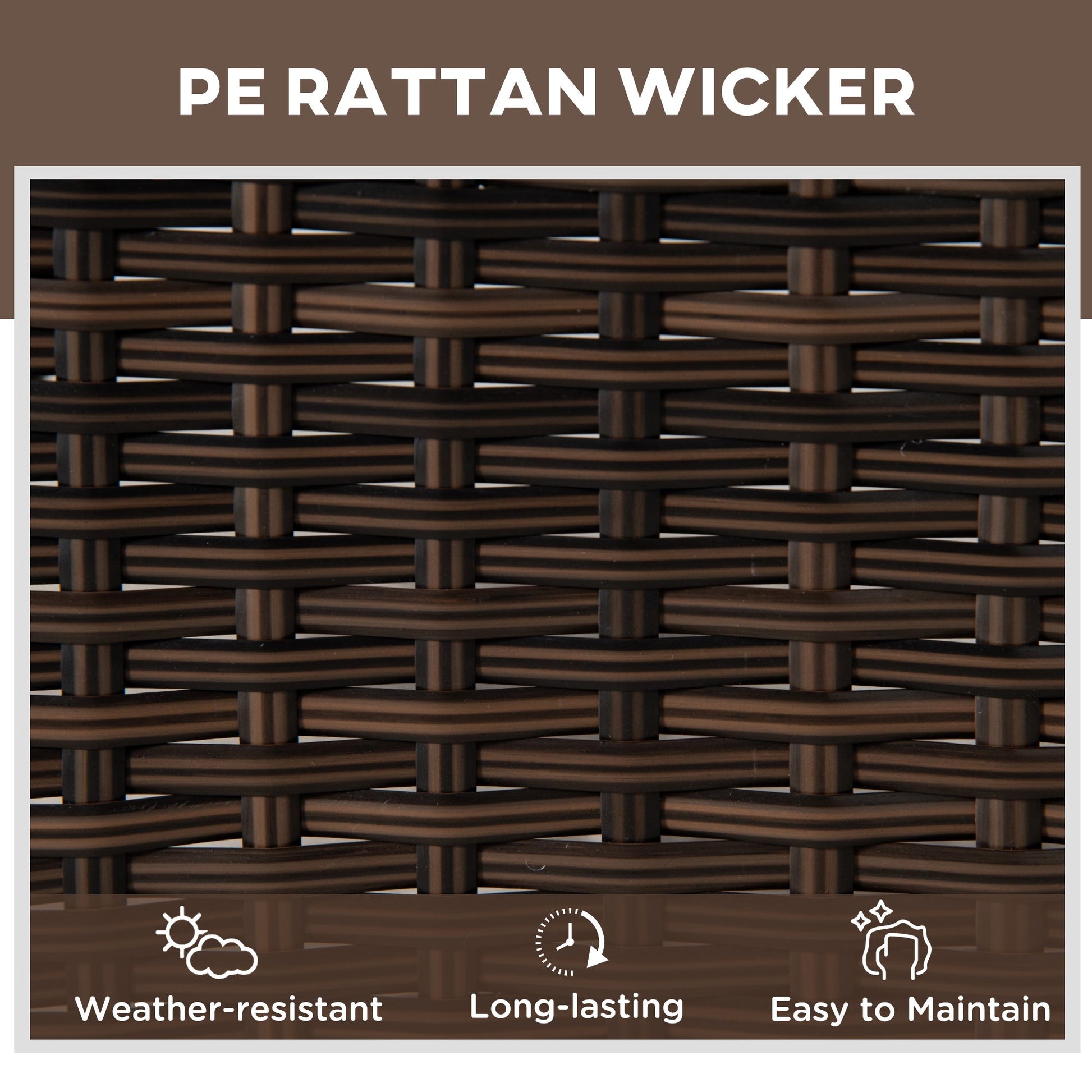 3 Pieces Wicker Patio Lounger Set with Table, PE Rattan Outdoor Lounge Chair Set with Cushions, Wheels, 5-Level Reclining Backrest, Headrest, Brown/Blue
