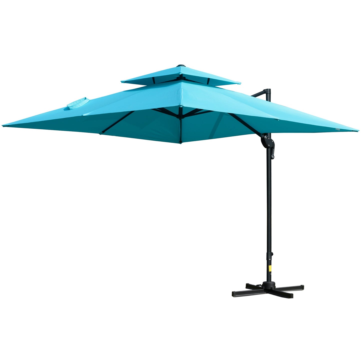 10' x 10' Cantilever Patio Umbrella, Double Top Square Offset Umbrella with 360° Rotation, 5 Adjustable Tilt Angles, Umbrella Cover, Aluminum Pole and Ribs, Light Blue