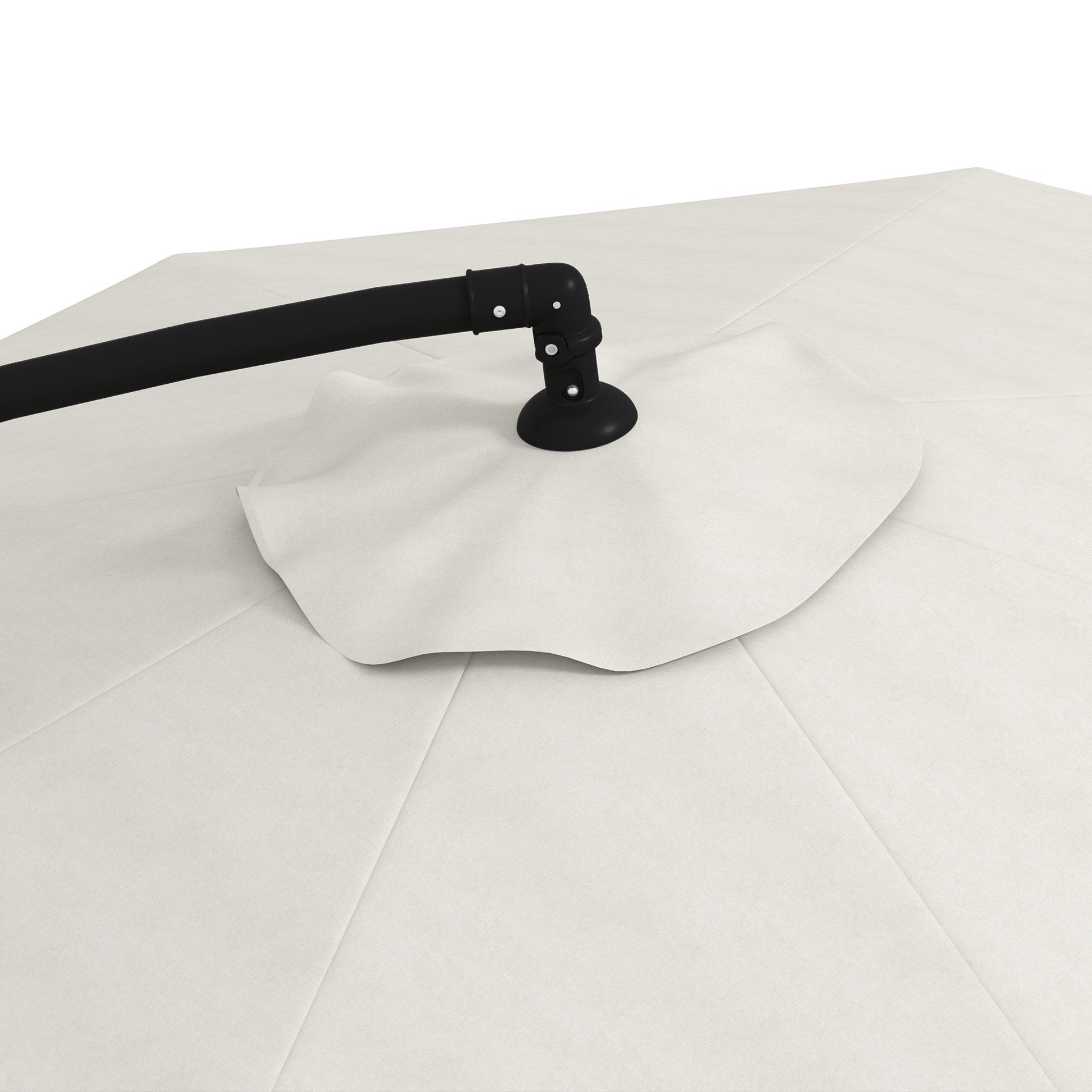 11FT Offset Hanging Patio Umbrella Cantilever Umbrella with Easy Tilt Adjustment, Cross Base and 8 Ribs for Backyard, Poolside, Lawn and Garden, Cream White