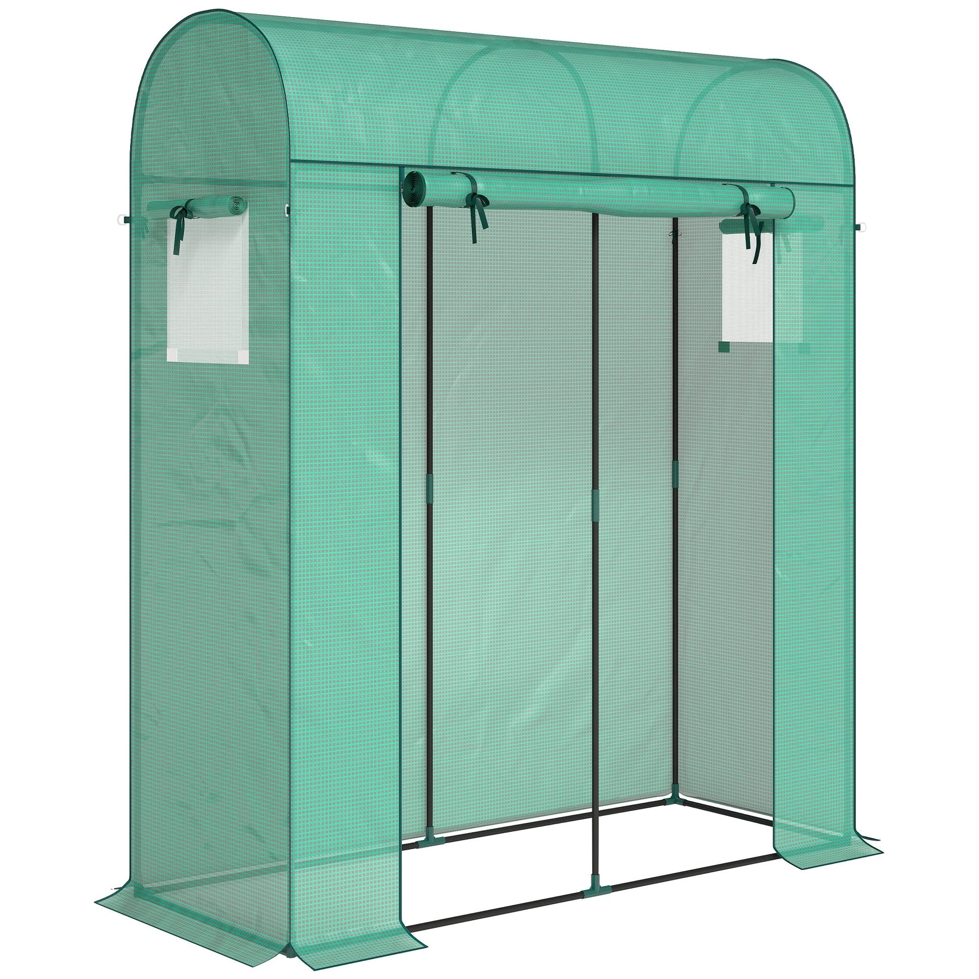 6' x 2' x 6.6' Mini Greenhouse, Portable Garden Green House with Roll-up Door and Mesh Windows, Small Plant Greenhouse with PE Cover, Steel Frame for Indoor Outdoor, Green