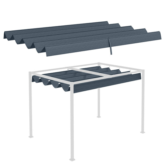 Retractable Pergola Canopy, Sun Shade Cover, UV30+ Protected Replacement Canopy Fabric for 9.8' x 7.1' Pergola, Dark Grey