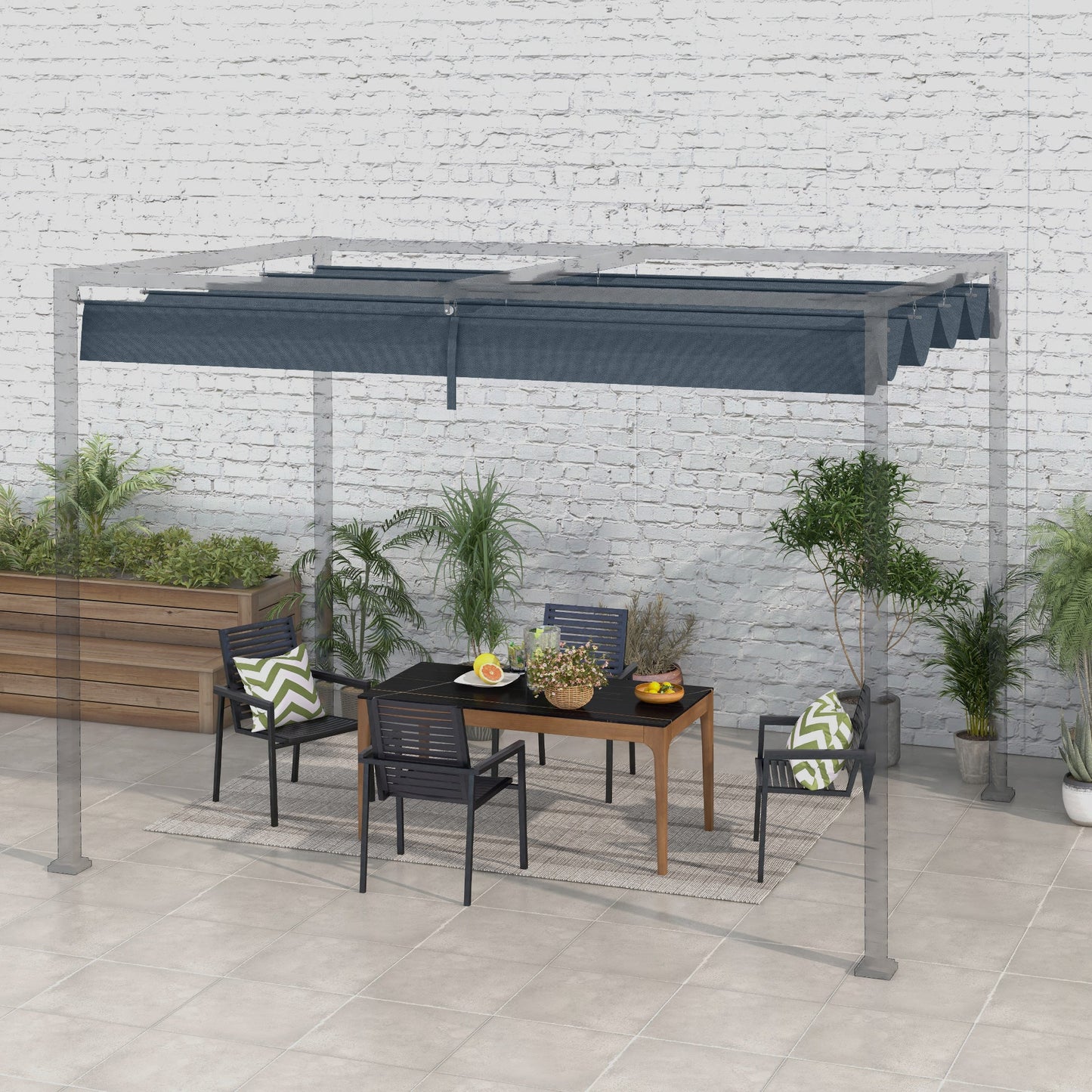 Retractable Pergola Canopy, Sun Shade Cover, UV30+ Protected Replacement Canopy Fabric for 9.8' x 7.1' Pergola, Dark Grey