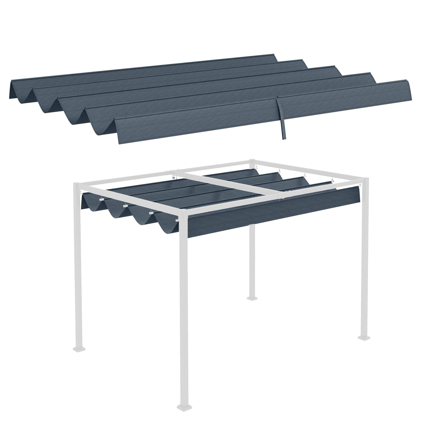 Retractable Pergola Canopy, Sun Shade Cover, UV30+ Protected Replacement Canopy Fabric for 9.8' x 7.1' Pergola, Dark Grey