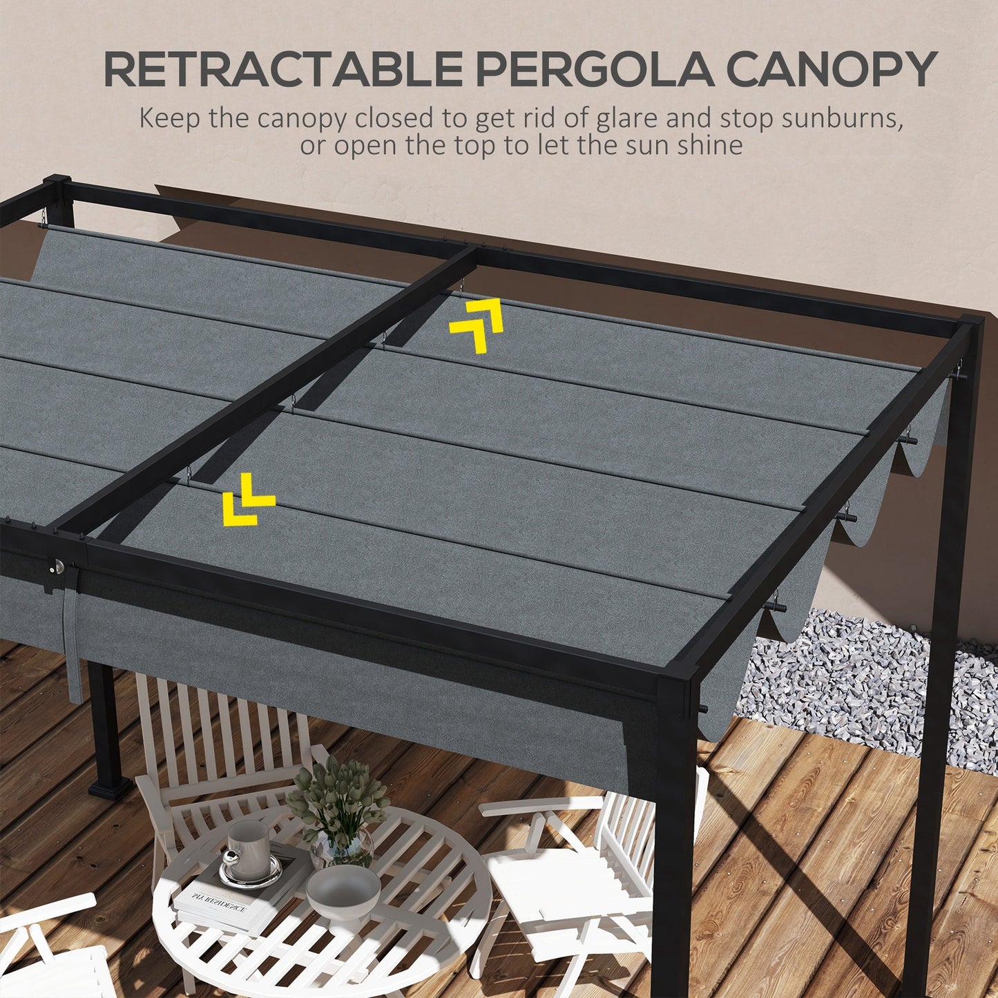Retractable Pergola Canopy, Sun Shade Cover, UV30+ Protected Replacement Canopy Fabric for 9.8' x 7.1' Pergola, Dark Grey