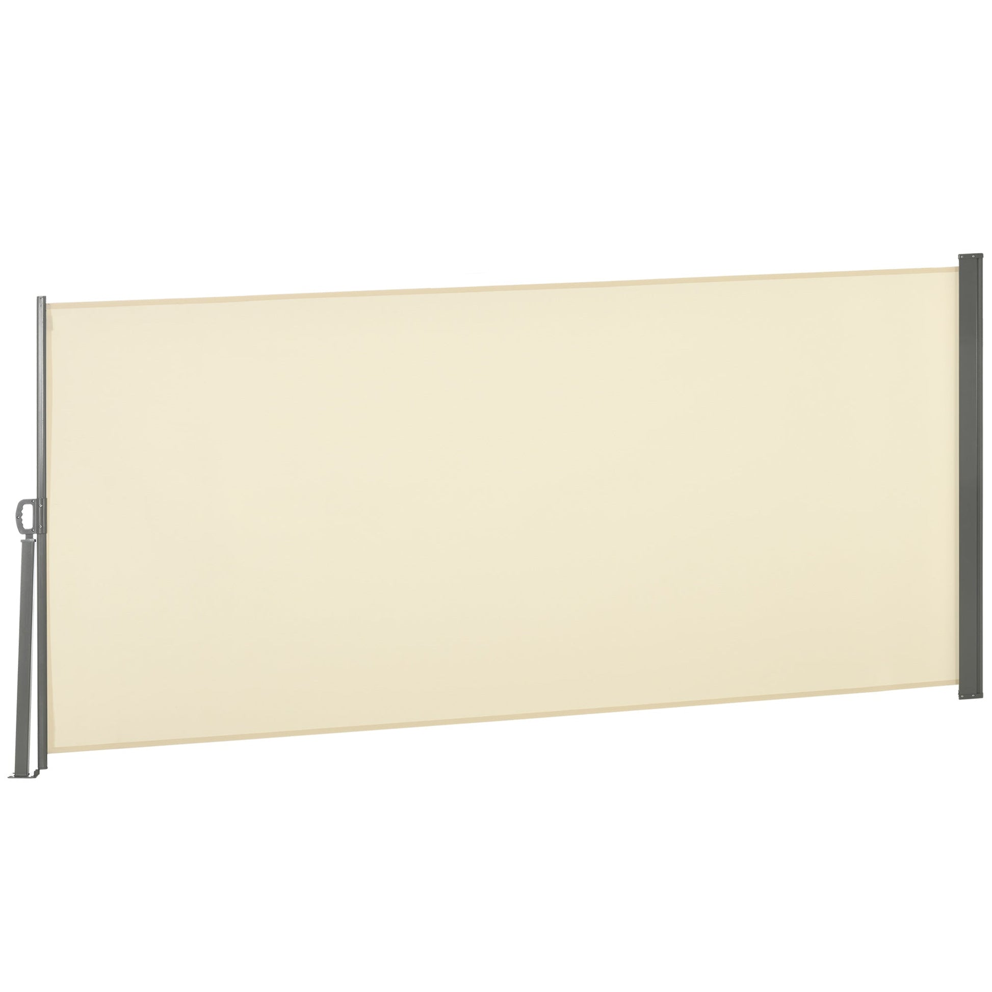 118" x 63" Retractable Side Awning Patio Outdoor Folding Privacy Screen with Resistance to UV Rays & Wind, Cream White
