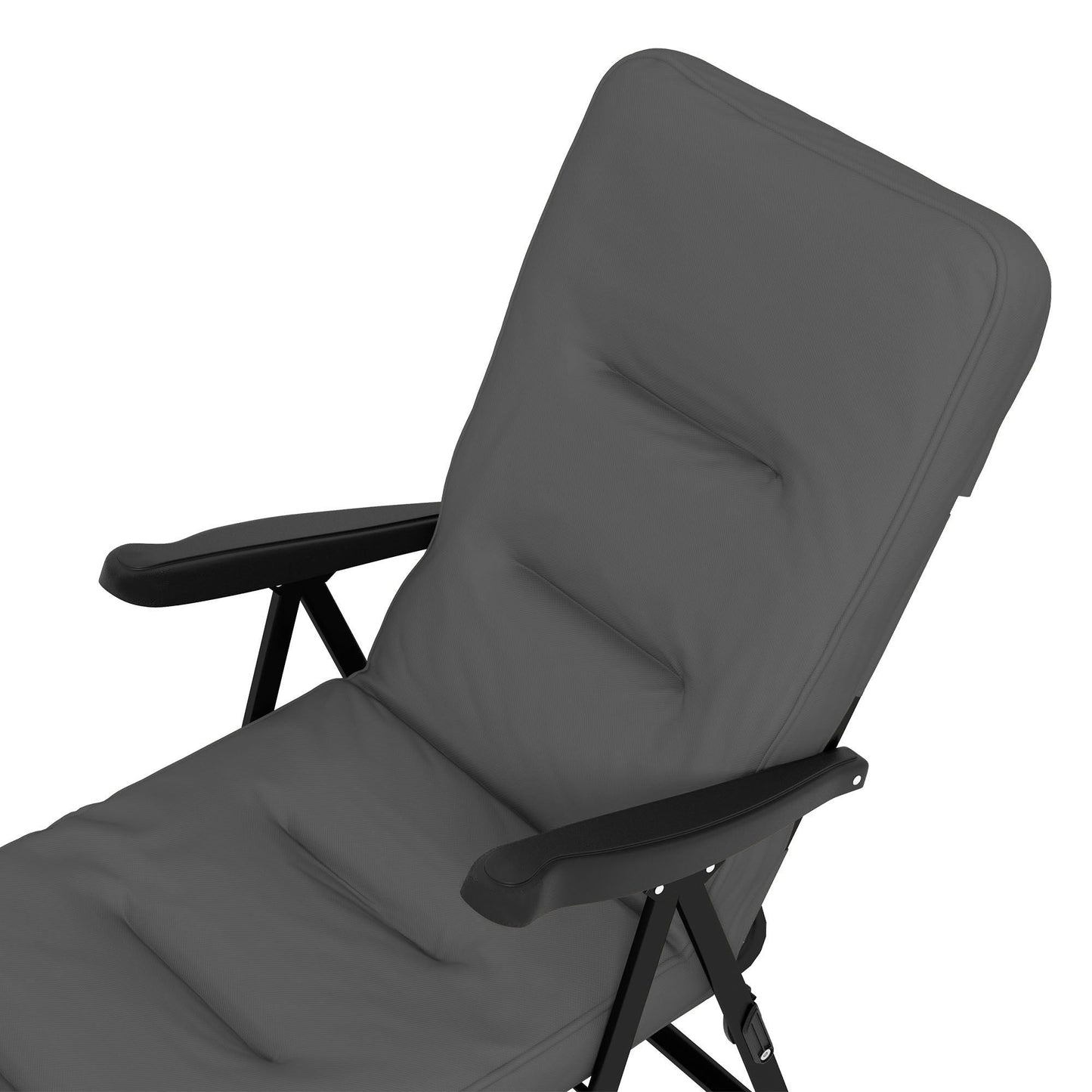 Outdoor Lounge Chair with Padded Cushion, Folding Reclining Patio Garden Chair with Recline Back, Footrest, for Poolside, Patio, Light Grey