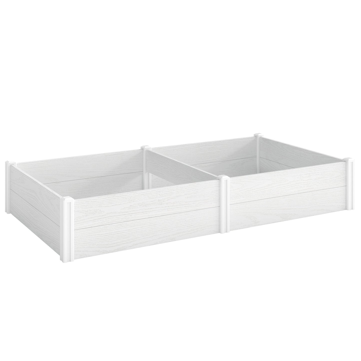 Vinyl Raised Garden Bed Kit, 6.5 x 3 x 1ft Elevated Garden Box with Divider, Open Bottom, Screwless Outdoor Planter Box for Flowers Herbs, DIY Assembly, White