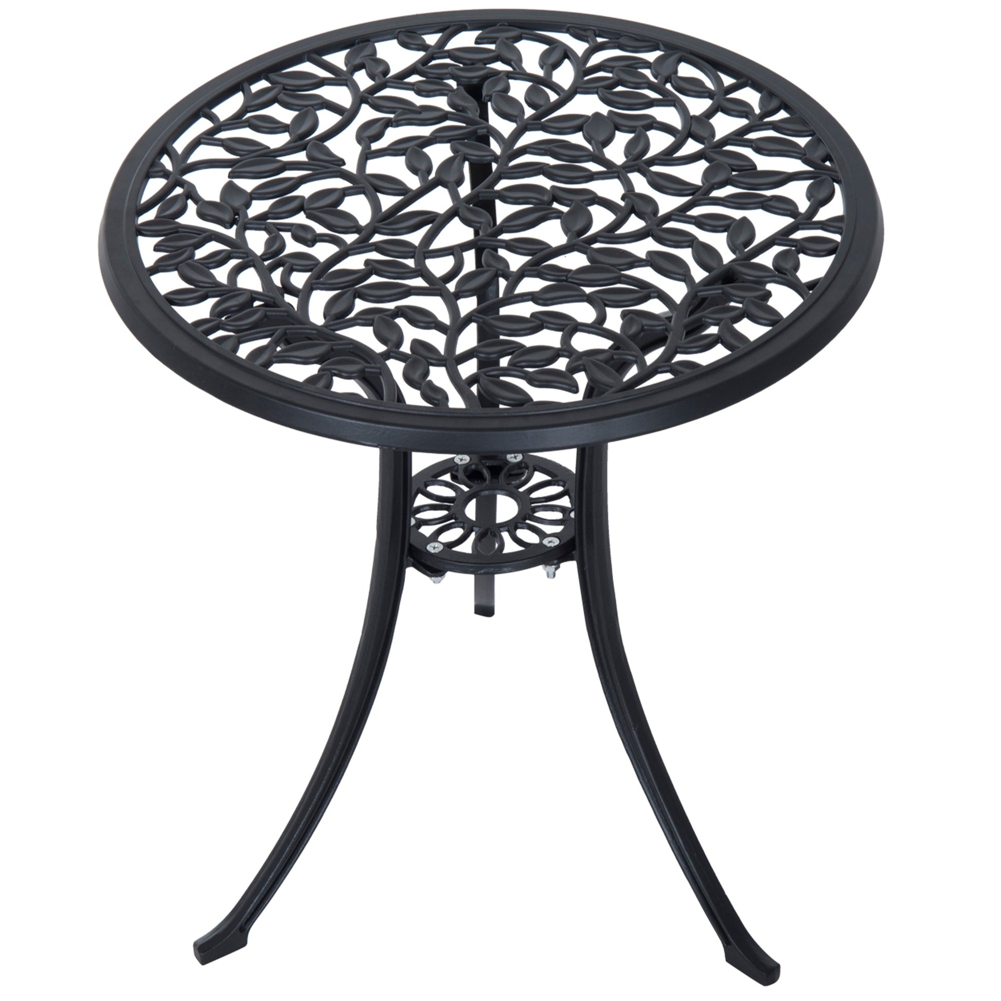 3 Pieces Bistro Set, Patio Table and Chairs with Cast Aluminum Frame for Garden, Balcony, Porch, Black