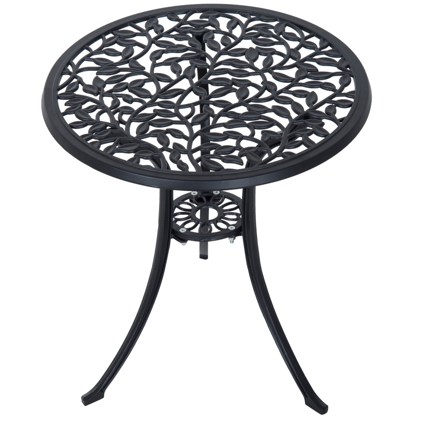 3 Pieces Bistro Set, Patio Table and Chairs with Cast Aluminum Frame for Garden, Balcony, Porch, Black
