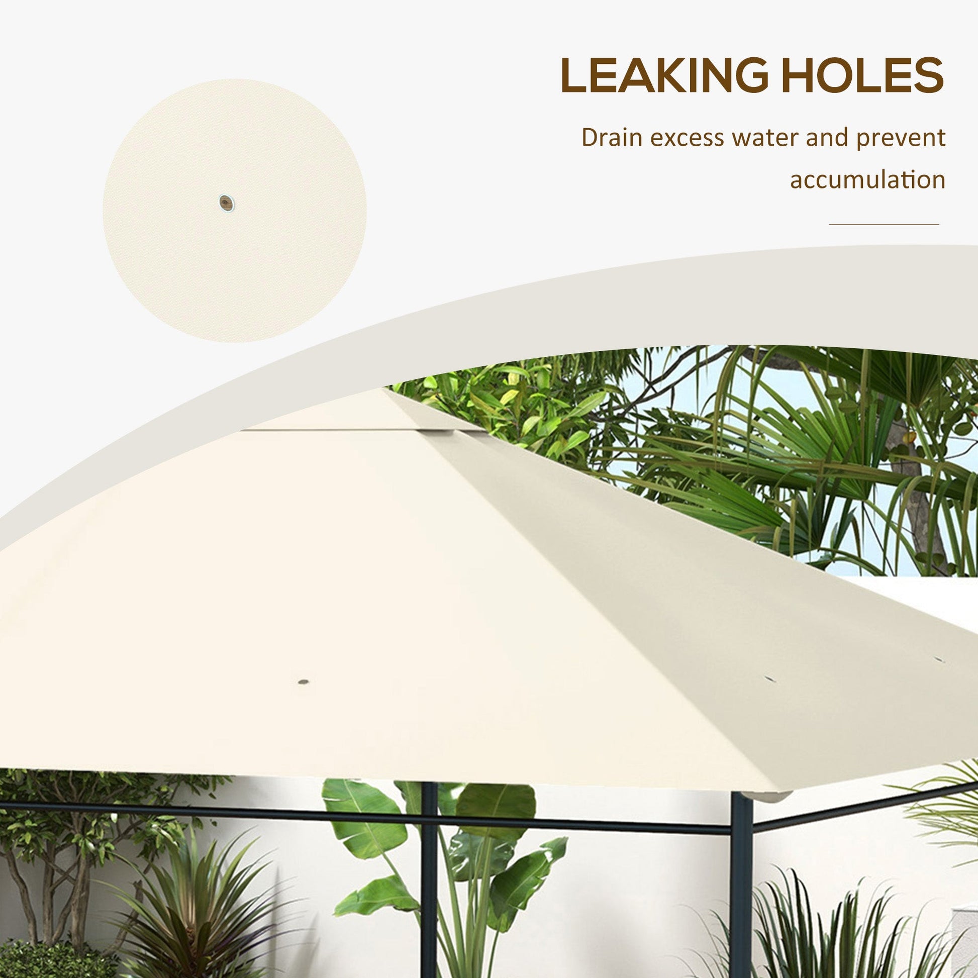 10' x 13' Gazebo Canopy Replacement, Outdoor Gazebo Cover Top Roof Replacement with Vents and Drain Holes, (TOP COVER ONLY), Cream White