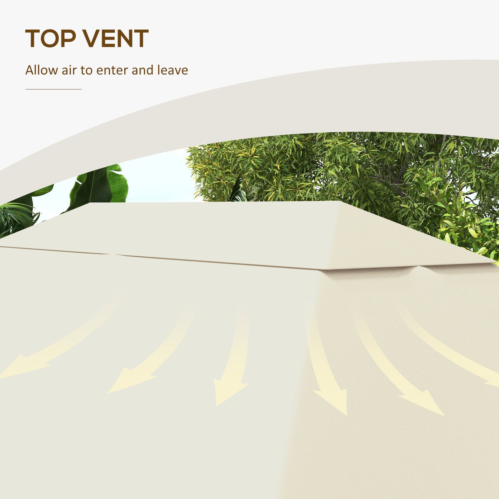 10' x 13' Gazebo Canopy Replacement, Outdoor Gazebo Cover Top Roof Replacement with Vents and Drain Holes, (TOP COVER ONLY), Cream White