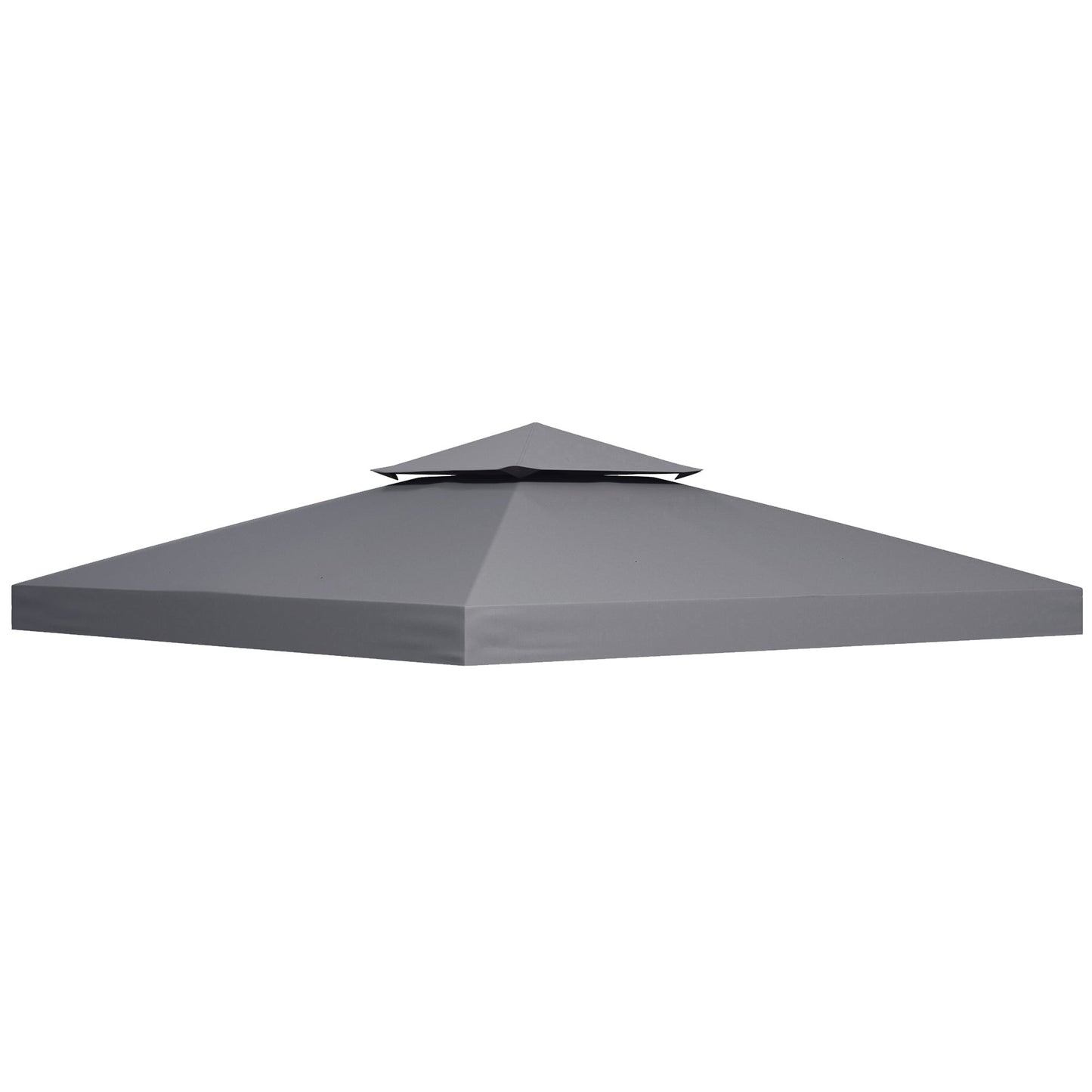 9.8' x 9.8' Square 2-Tier Gazebo Canopy Replacement Top Cover Outdoor Garden Sun Shade, Dark Grey