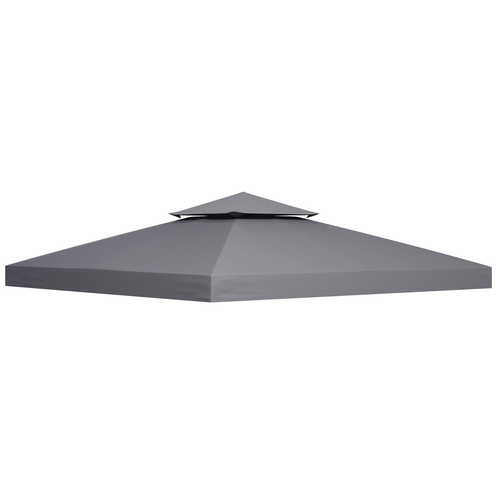 9.8' x 9.8' Square 2-Tier Gazebo Canopy Replacement Top Cover Outdoor Garden Sun Shade, Dark Grey