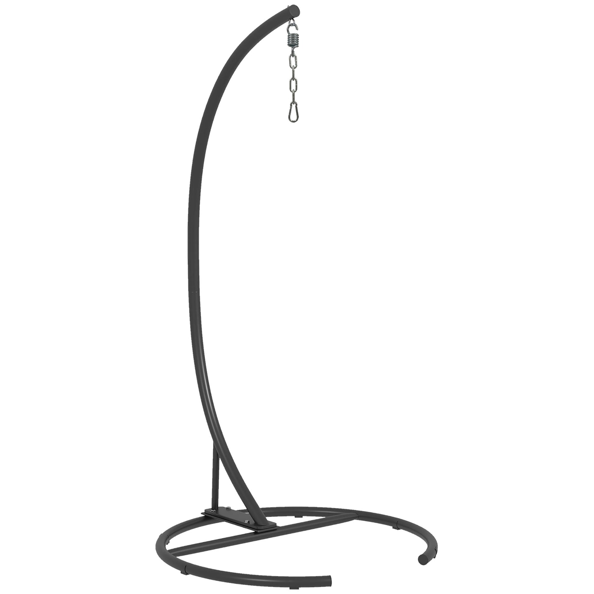 Hanging Hammock Chair Stand Only with Round Base, Heavy Duty 330 lbs. Capacity Swing Stand Only, Steel C Stand for Swing/Egg/Hammock Chair, Indoor and Outdoor, Black