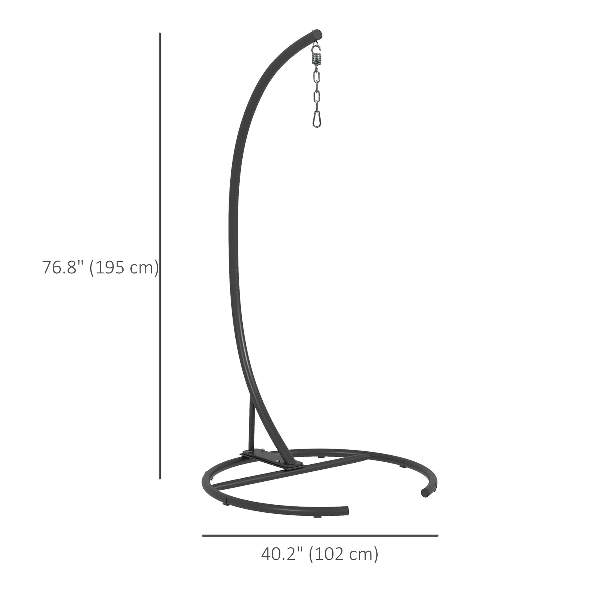 Hanging Hammock Chair Stand Only with Round Base, Heavy Duty 330 lbs. Capacity Swing Stand Only, Steel C Stand for Swing/Egg/Hammock Chair, Indoor and Outdoor, Black