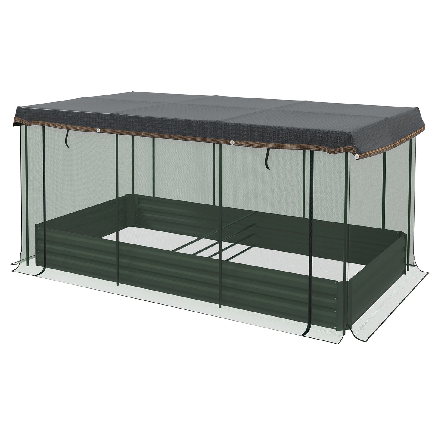 7.5 x 3.6ft Galvanized Raised Garden Bed with Cover, Metal Planter Box with Crop Cage Plant Protection Net and Shade Cloth, for Vegetables, Flowers, Herbs, Grey