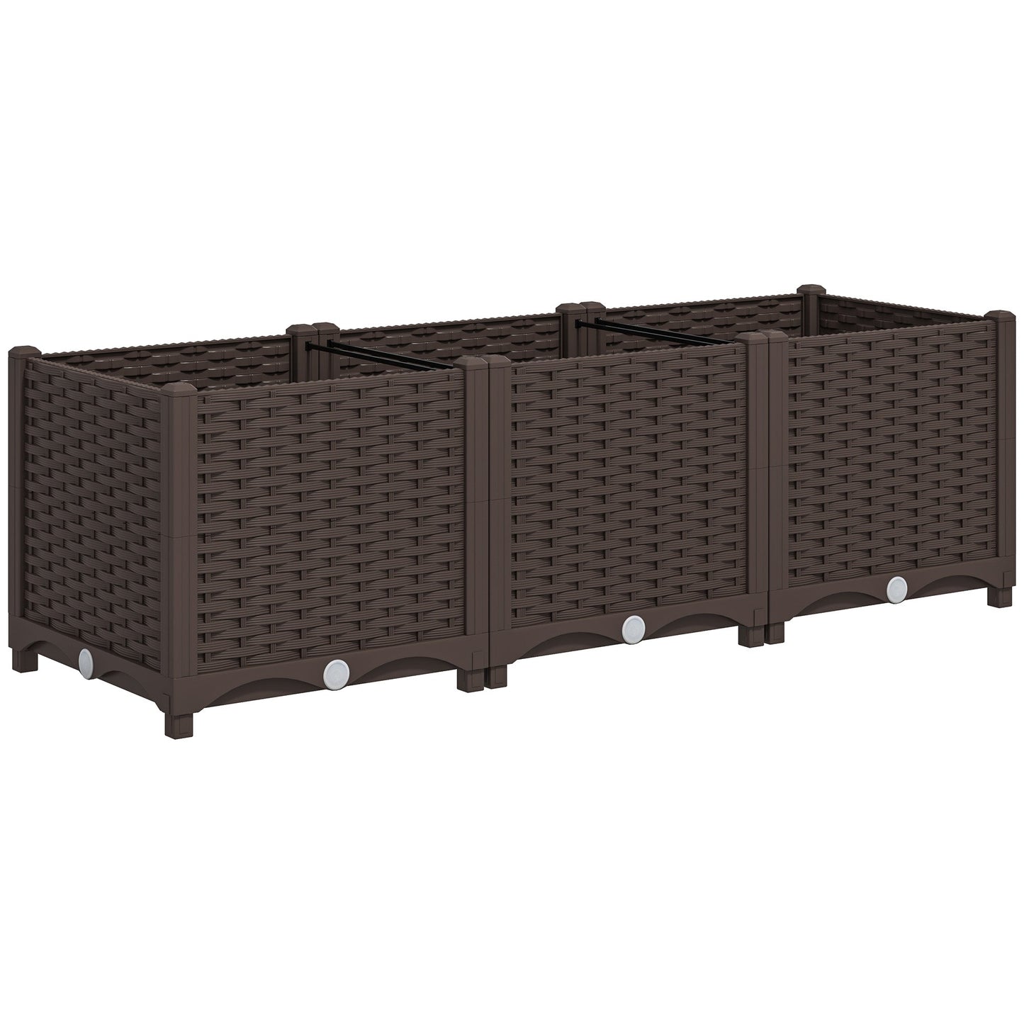 Plastic Raised Garden Bed, Outdoor Planter Box with Drainage Holes for Garden, Patio, Balcony, Deck, 47.2" x 15.7" x 14.6", Brown