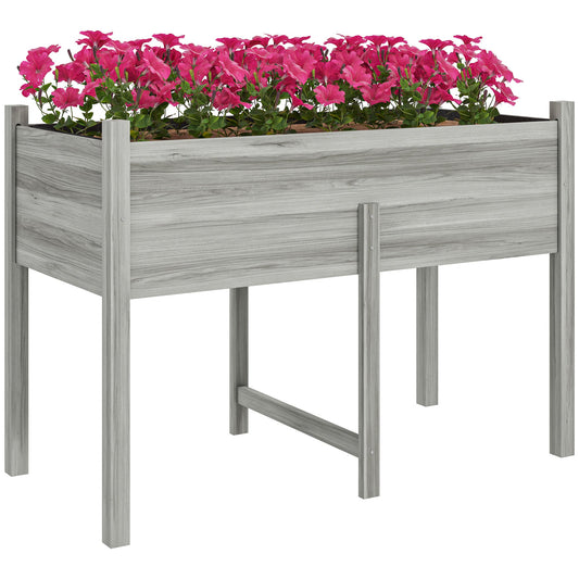 Wooden Raised Garden Bed with Drain Holes, Bed Liner for Vegetables, Flowers, Herbs, Outdoor Elevated Planter Box with Legs for Backyard Patio, 45.3"x21.7"x31.5", Grey