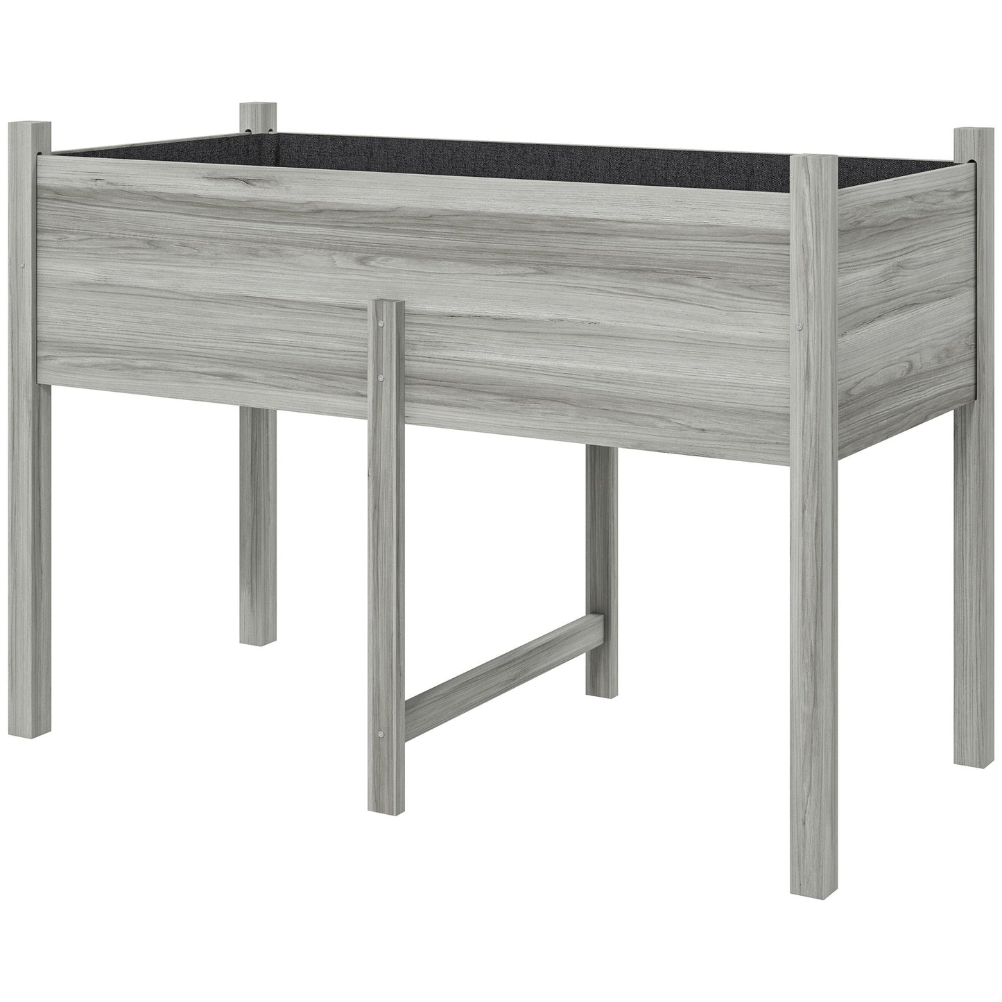 Wooden Raised Garden Bed with Drain Holes, Bed Liner for Vegetables, Flowers, Herbs, Outdoor Elevated Planter Box with Legs for Backyard Patio, 45.3"x21.7"x31.5", Grey