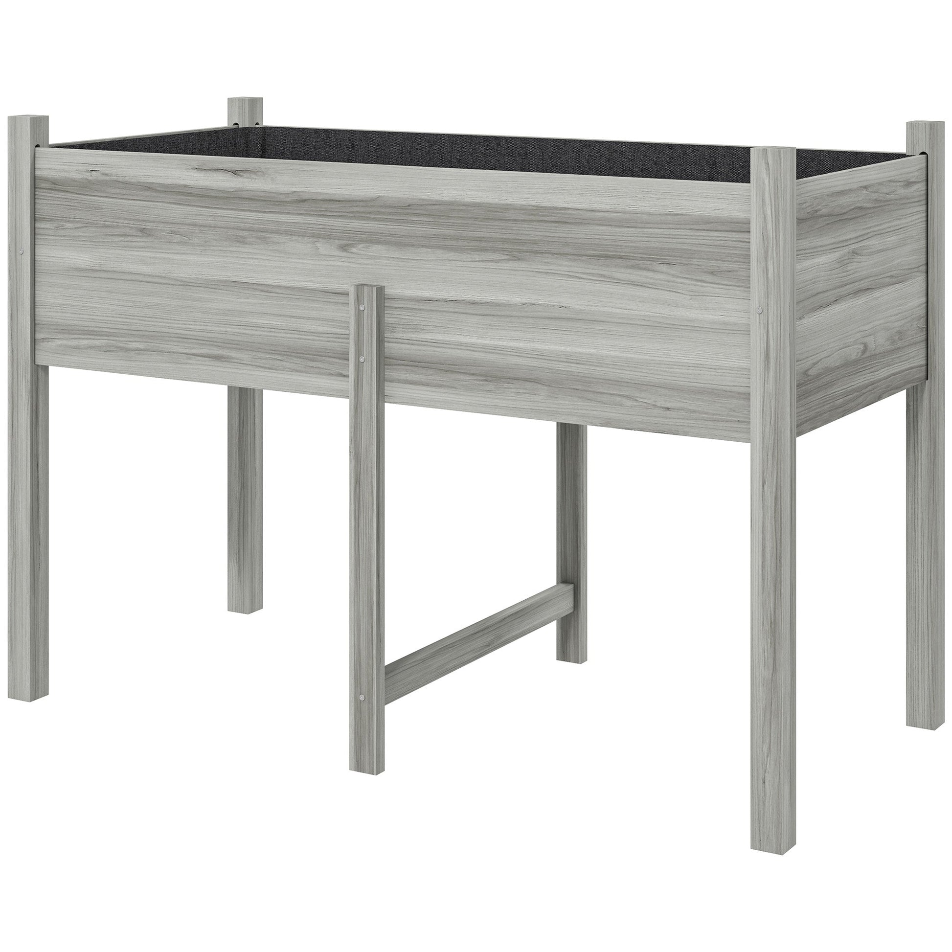 Wooden Raised Garden Bed with Drain Holes, Bed Liner for Vegetables, Flowers, Herbs, Outdoor Elevated Planter Box with Legs for Backyard Patio, 45.3"x21.7"x31.5", Grey