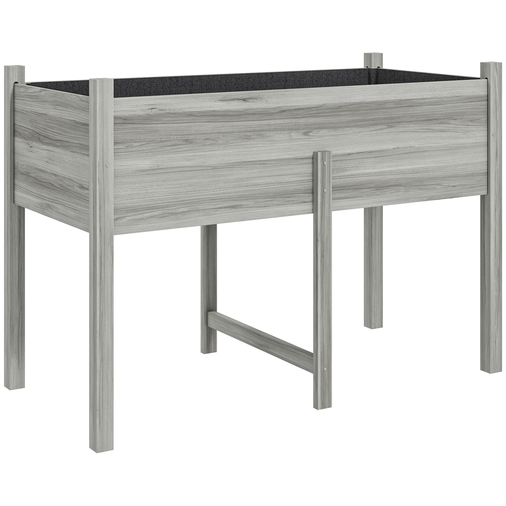 Wooden Raised Garden Bed with Drain Holes, Bed Liner for Vegetables, Flowers, Herbs, Outdoor Elevated Planter Box with Legs for Backyard Patio, 45.3"x21.7"x31.5", Grey