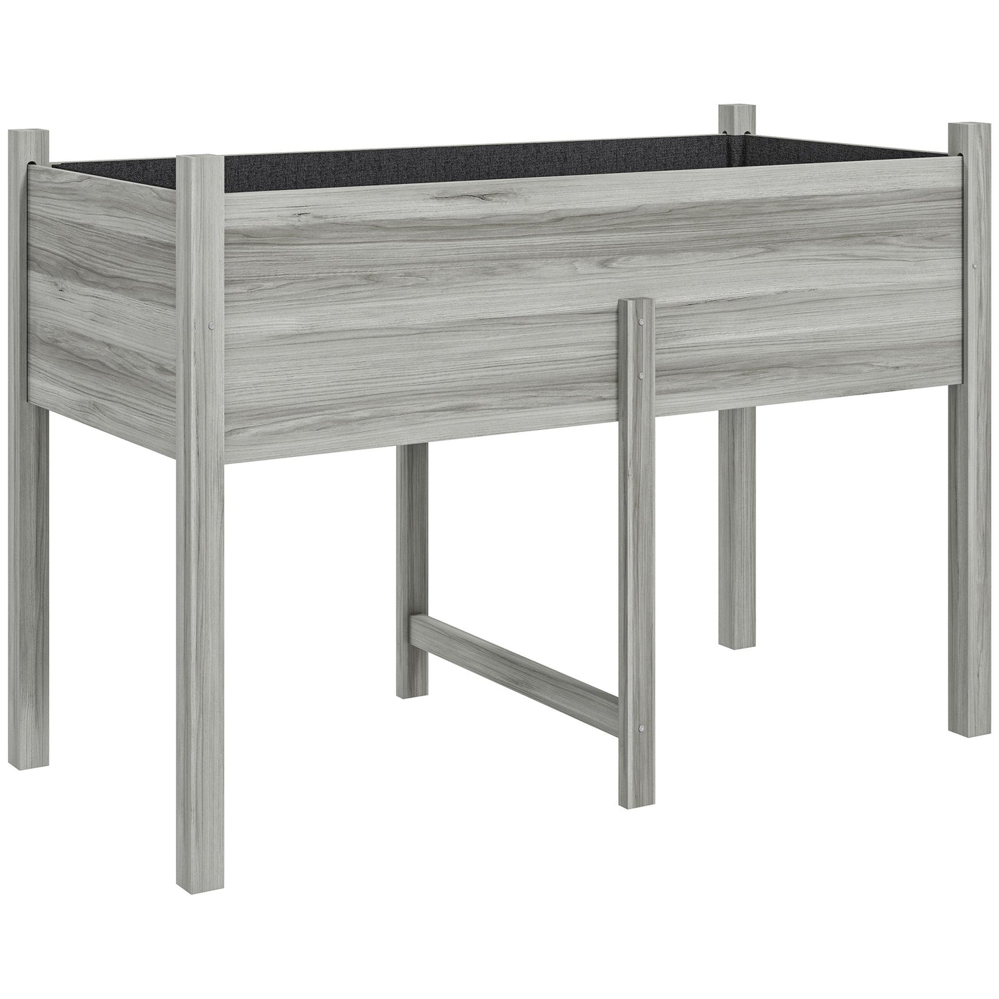 Wooden Raised Garden Bed with Drain Holes, Bed Liner for Vegetables, Flowers, Herbs, Outdoor Elevated Planter Box with Legs for Backyard Patio, 45.3"x21.7"x31.5", Grey