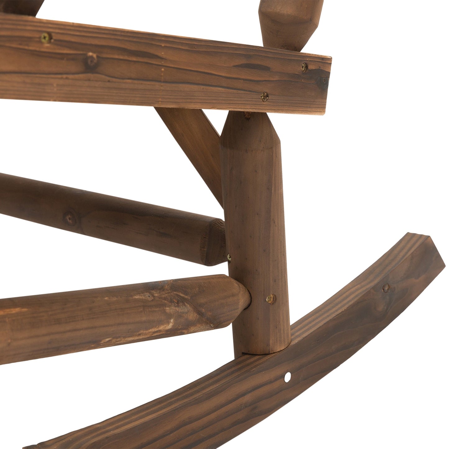 2-Person Outdoor Rocking Chair, Wood Patio Rocker, Porch Rocking Bench with Slat Back and Seat, Carbonized Colour