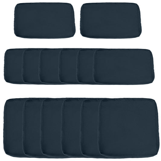 14Pcs Outdoor Cushion Covers, Patio Cushion Covers Replacement for Rattan Sofa Set - No Cushion Included, Dark Blue