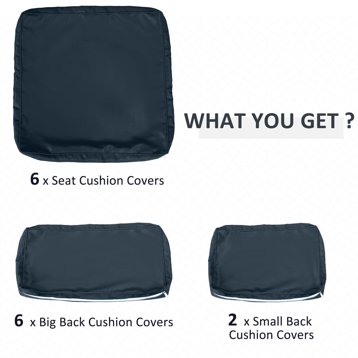 14Pcs Outdoor Cushion Covers, Patio Cushion Covers Replacement for Rattan Sofa Set - No Cushion Included, Dark Blue