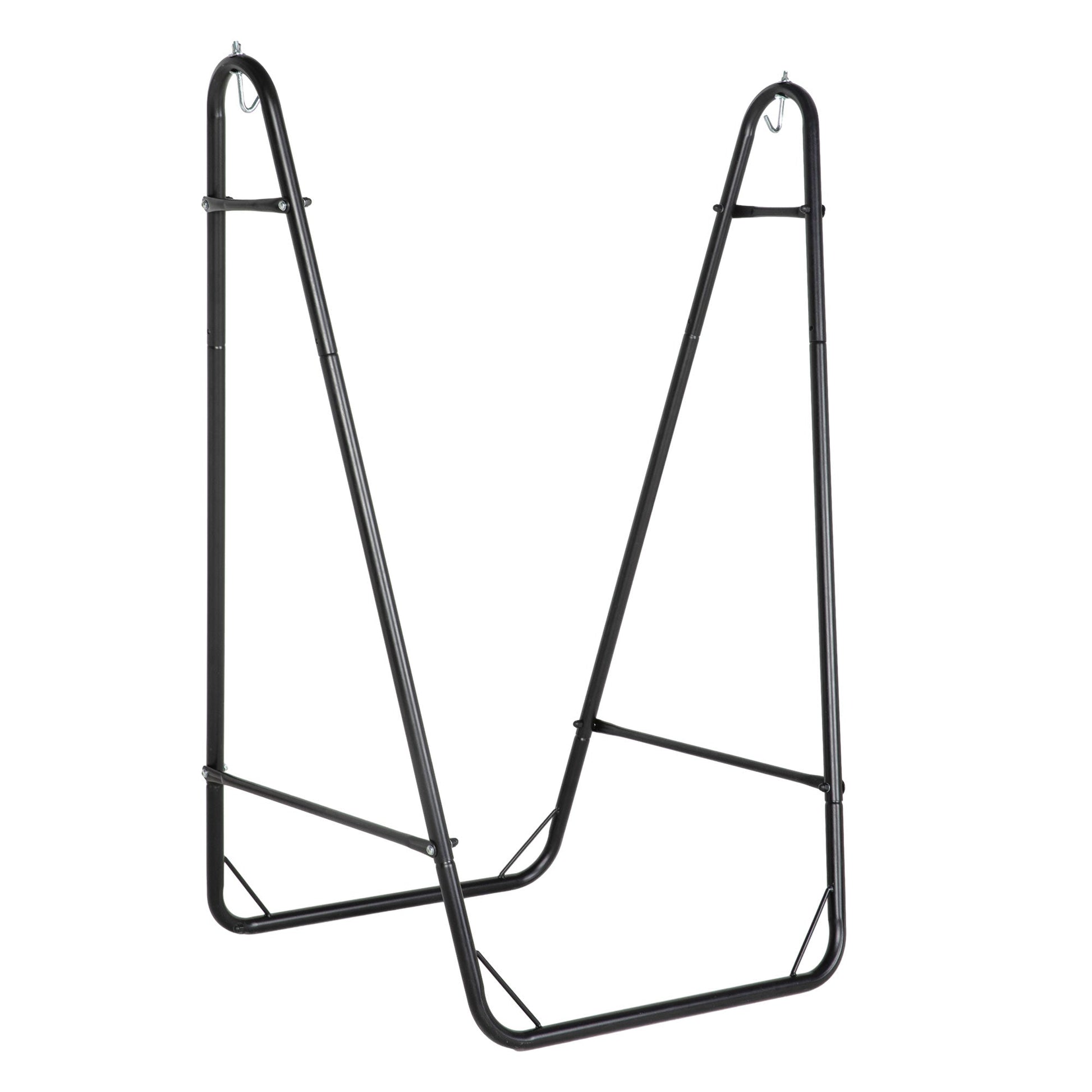 Patio Hammock Chair with U Shape Stand, Outdoor Hammock Swing Hanging Lounge Chair with Side Pocket, Cream White