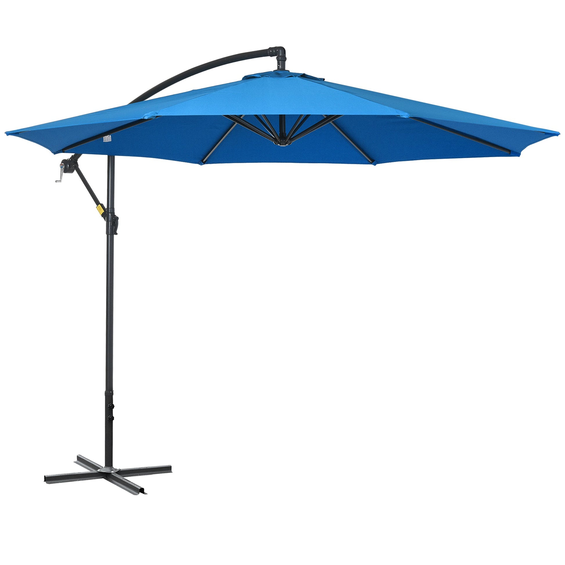 10ft Offset Patio Umbrella with Base, Garden Hanging Parasol with Crank, Banana Cantilever Umbrella Sun Shade, Blue