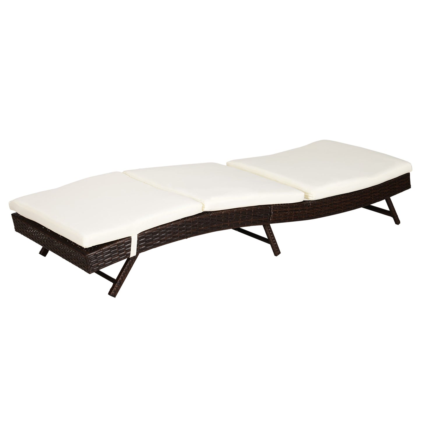 Wicker Patio Lounger, Outdoor S Shape Recliners Lounge Chair w/ 5-Level Adjustable Backrest, Soft Padded Cushion for Outdoor Use, Cream White