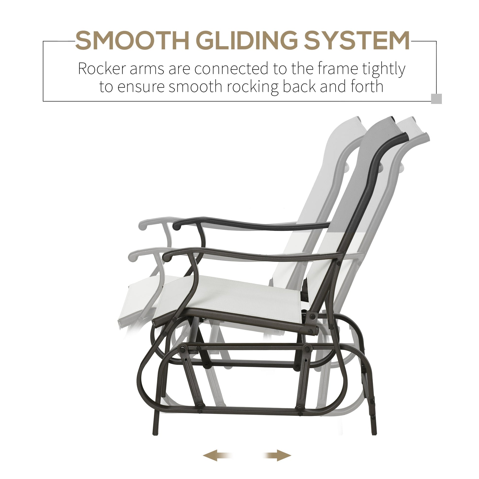 Outdoor Glider Chair, Patio Glider with Steel Frame and Mesh Fabric, Garden Chair for Backyard, Garden, and Porch, Cream White
