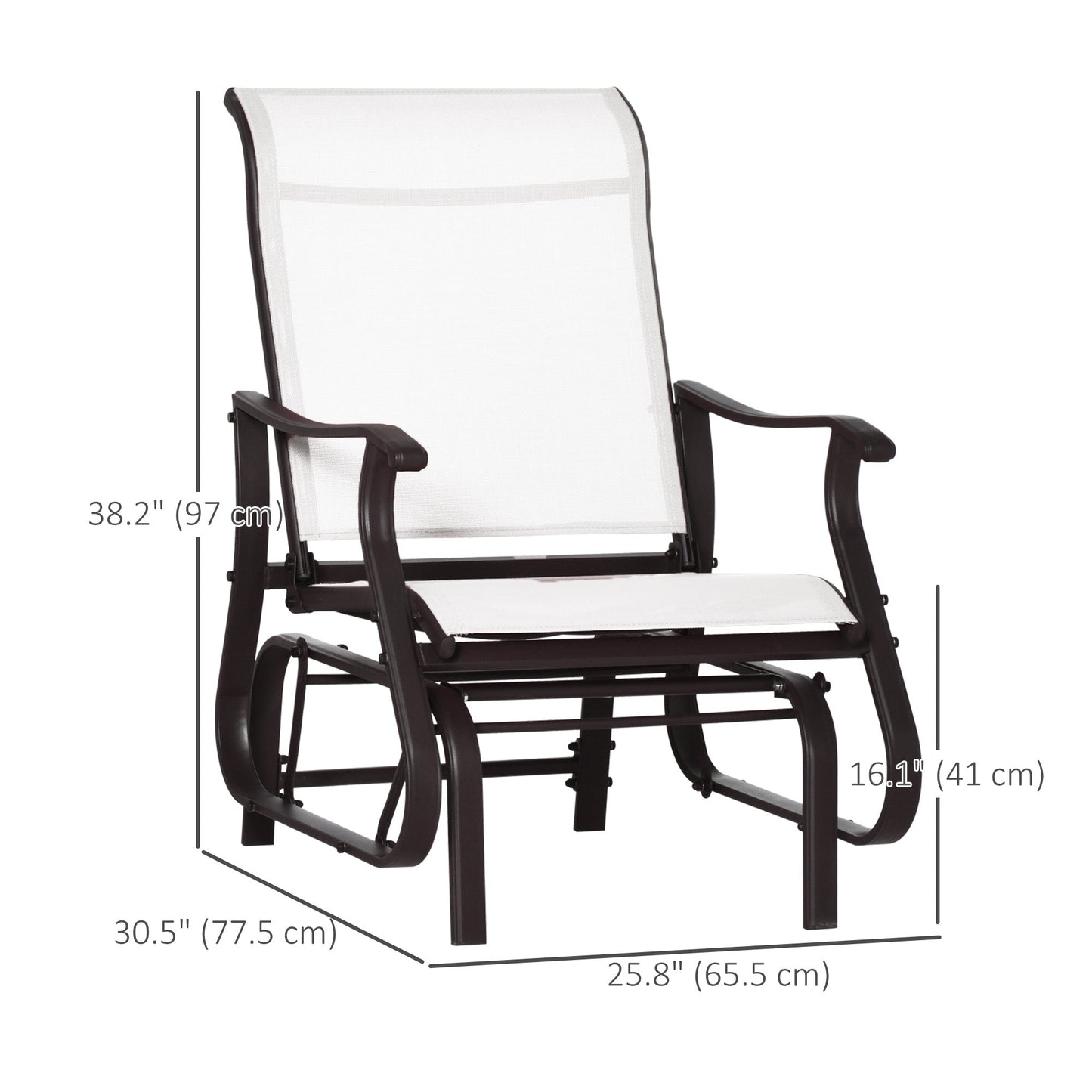 Outdoor Glider Chair, Patio Glider with Steel Frame and Mesh Fabric, Garden Chair for Backyard, Garden, and Porch, Cream White