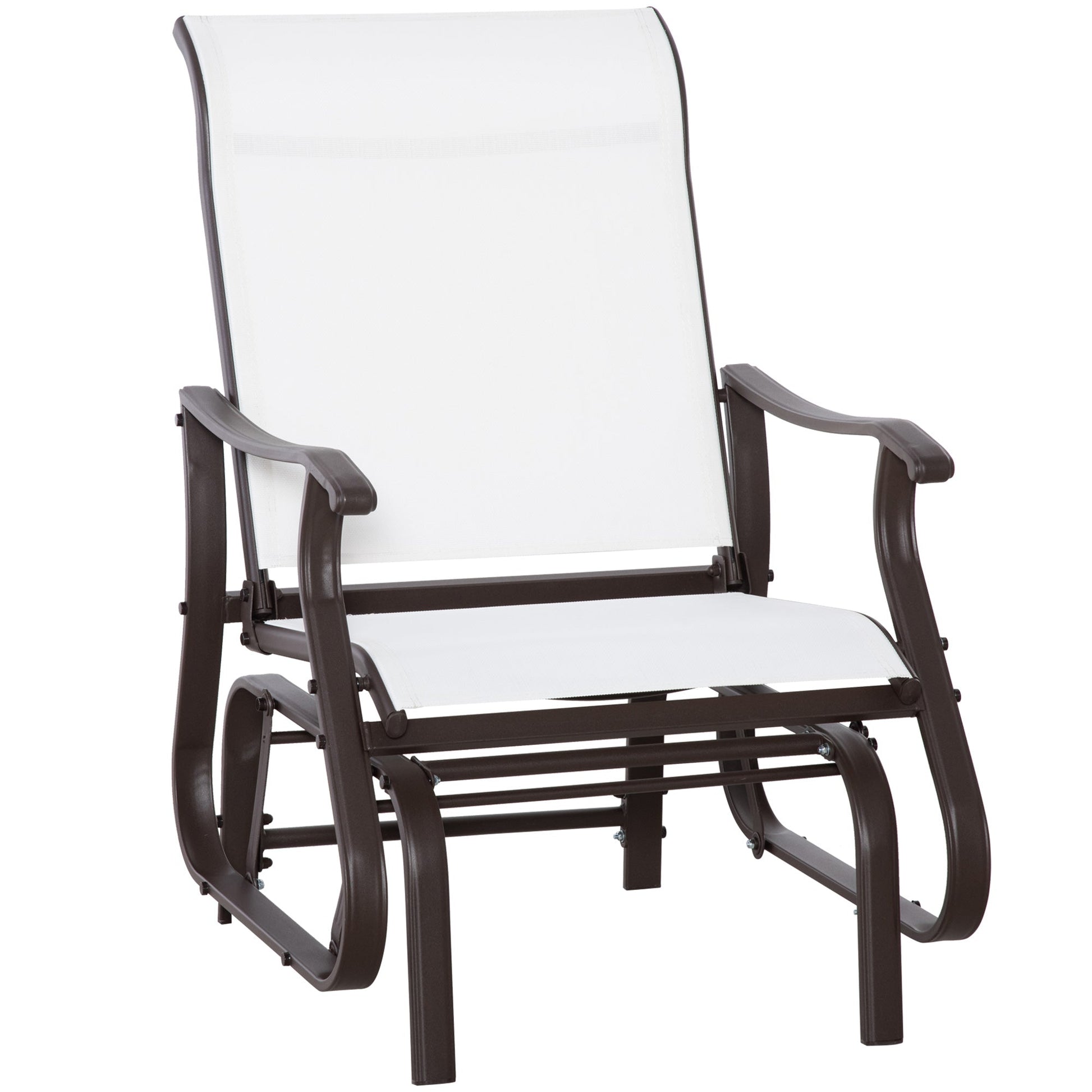 Outdoor Glider Chair, Patio Glider with Steel Frame and Mesh Fabric, Garden Chair for Backyard, Garden, and Porch, Cream White
