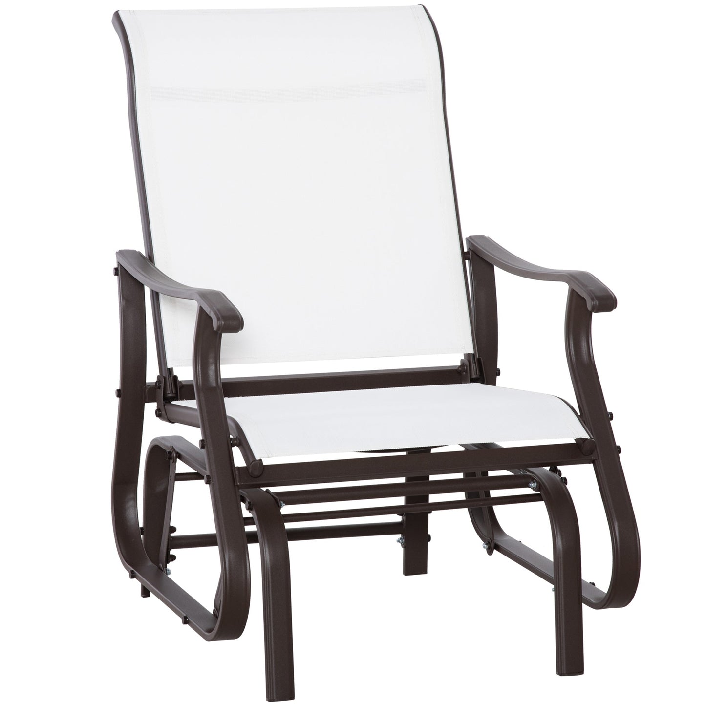Outdoor Glider Chair, Patio Glider with Steel Frame and Mesh Fabric, Garden Chair for Backyard, Garden, and Porch, Cream White