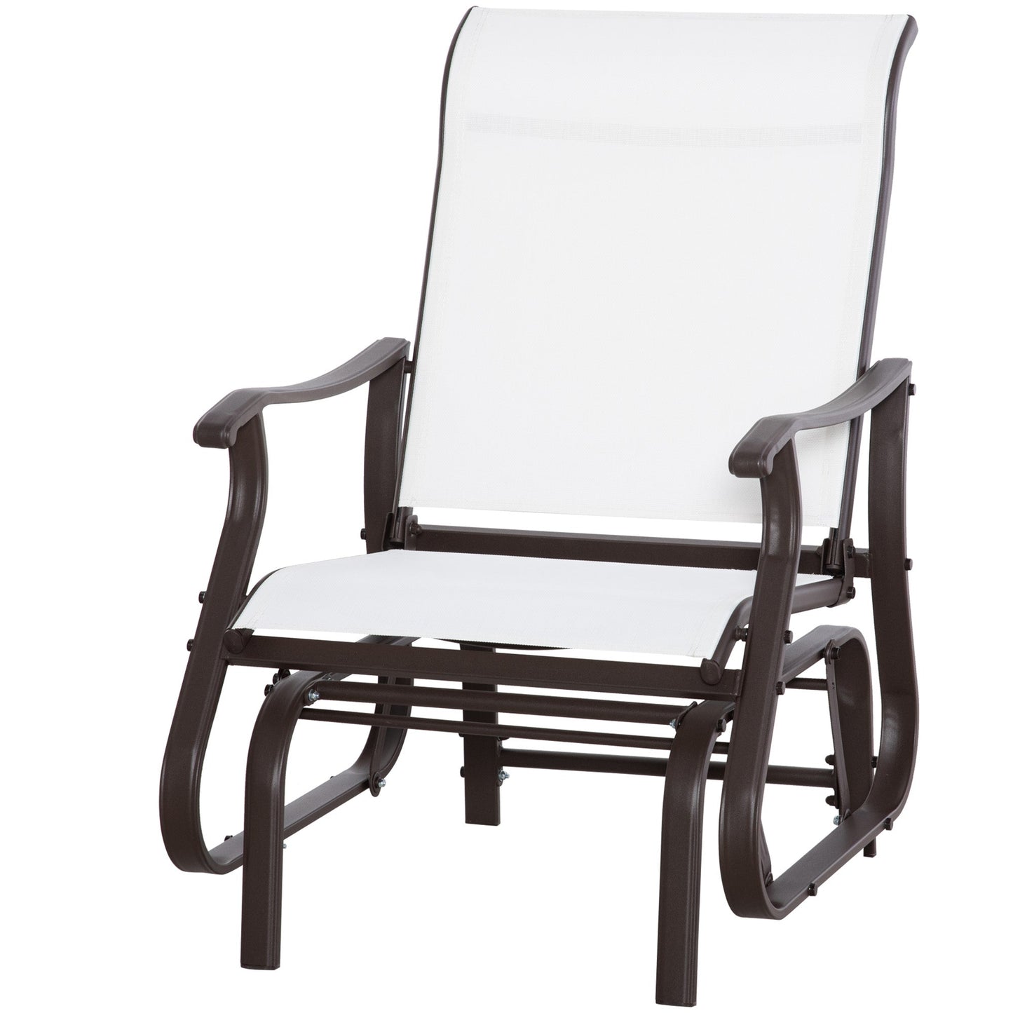 Outdoor Glider Chair, Patio Glider with Steel Frame and Mesh Fabric, Garden Chair for Backyard, Garden, and Porch, Cream White