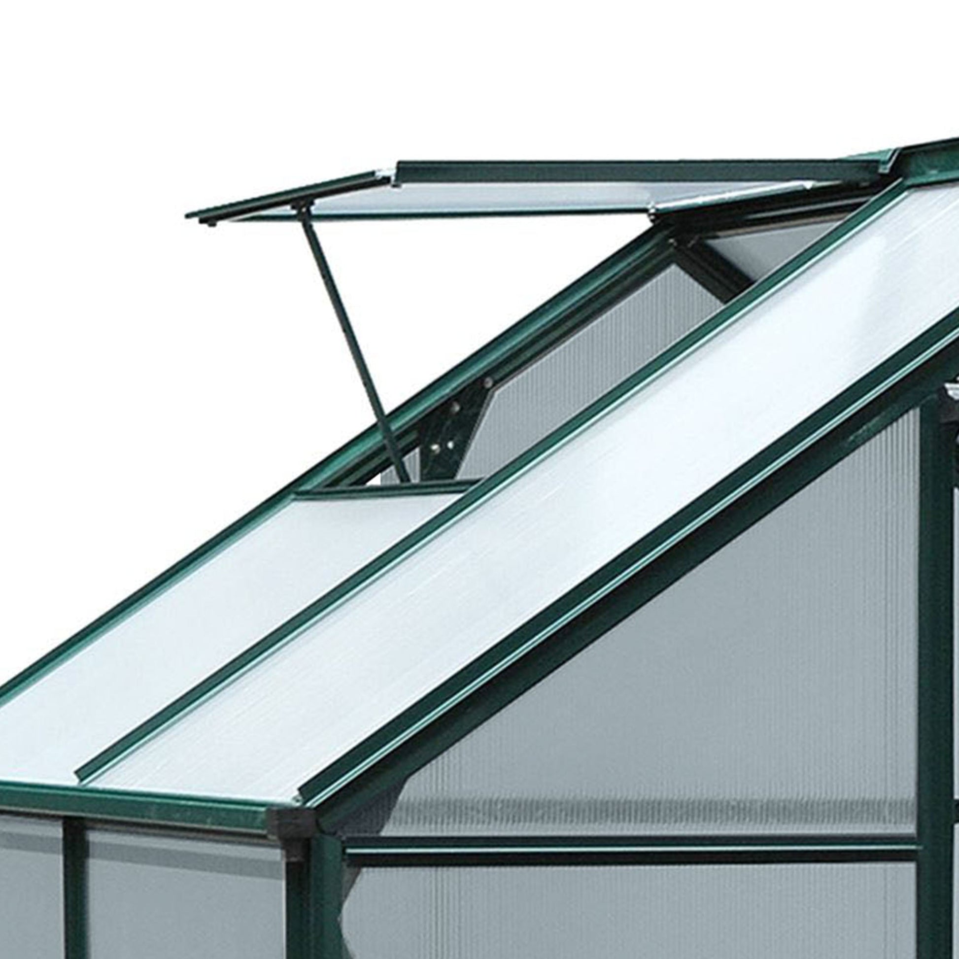 6' x 4' x 6.6' Polycarbonate Greenhouse, Walk-In Green House Kit Garden, Plants Grow, Galvanized Sheet Aluminum Frame with Rain Gutter, Vent and Sliding Door, Green