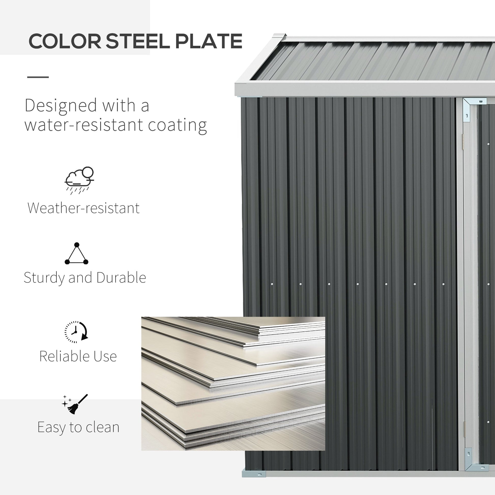 14' x 8' Outdoor Storage Shed, Galvanized Steel Garden Shed with Lockable Doors, Air Vents and Gloves, Waterproof Tool Shed for Backyard, Patio and Lawn, Grey